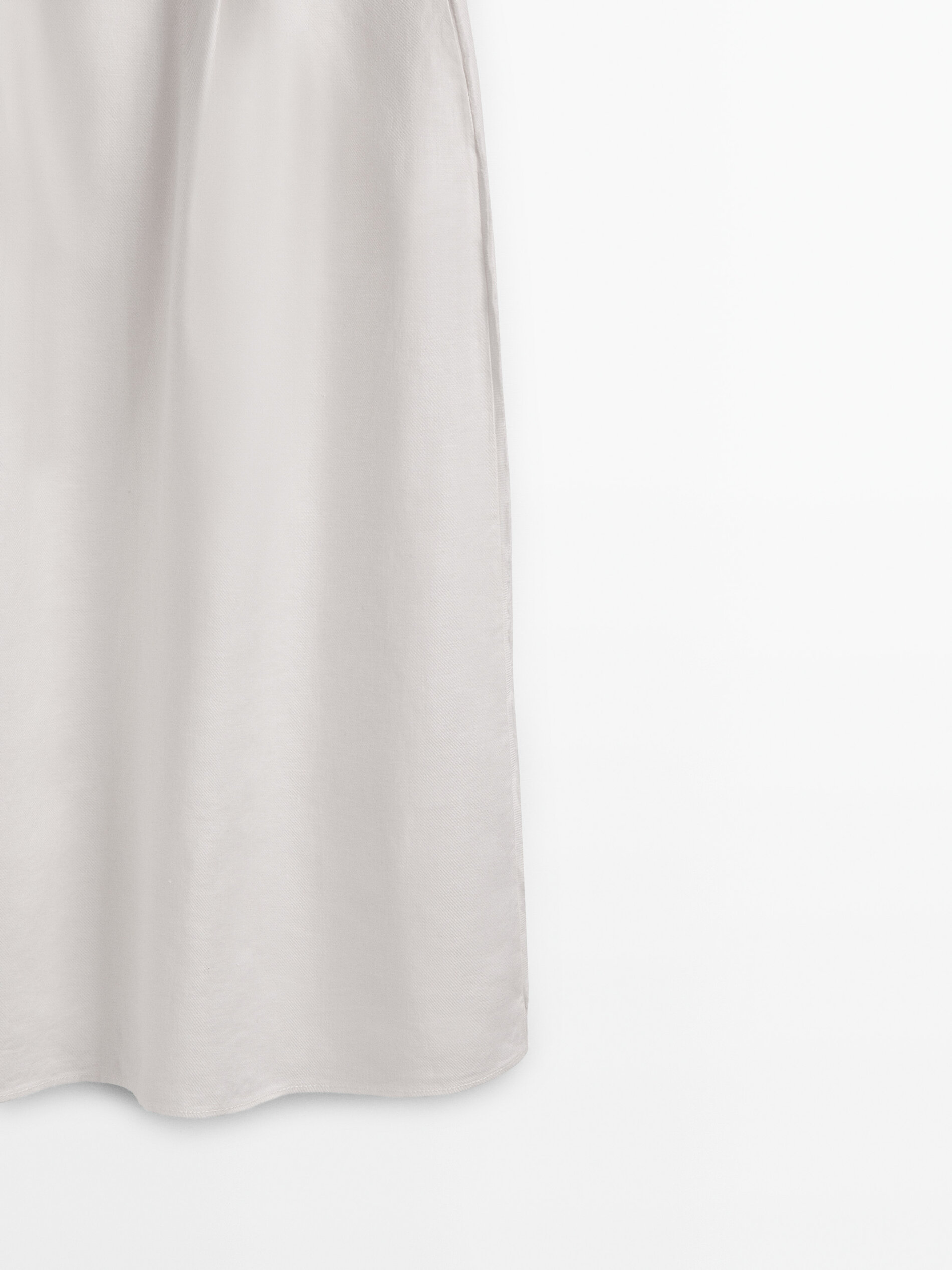 Falda midi lino pinzas detalle costuras - BLANCO