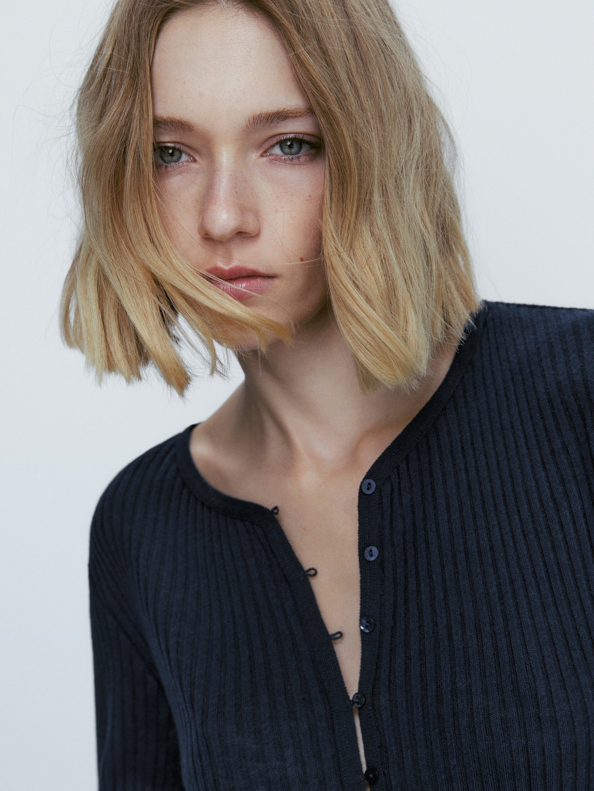 Cárdigan canalé botones - AZUL MARINO