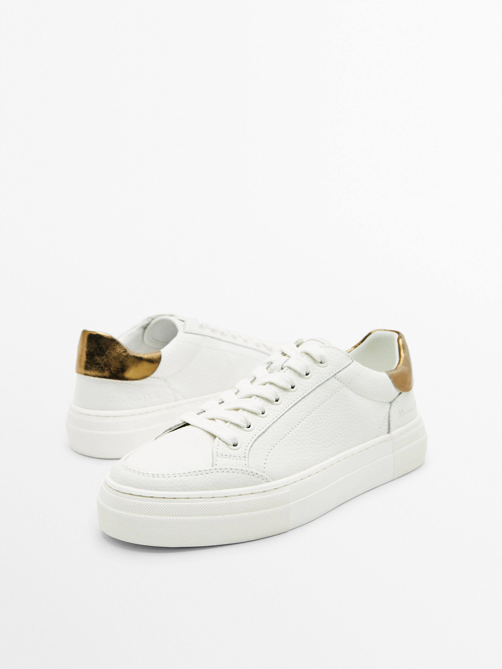 Deportivo piel talón laminado - BLANCO