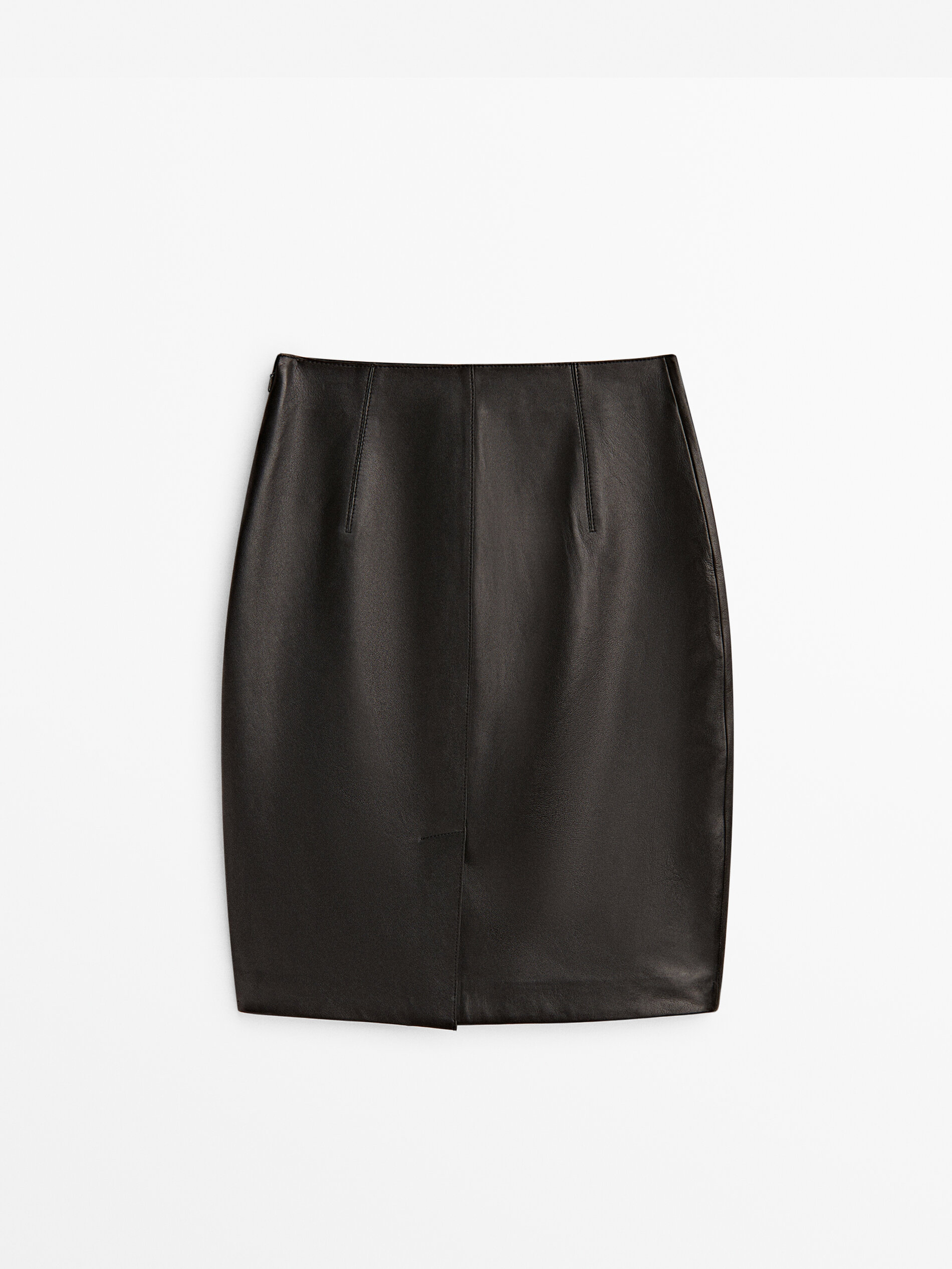 Falda midi piel napa - NEGRO