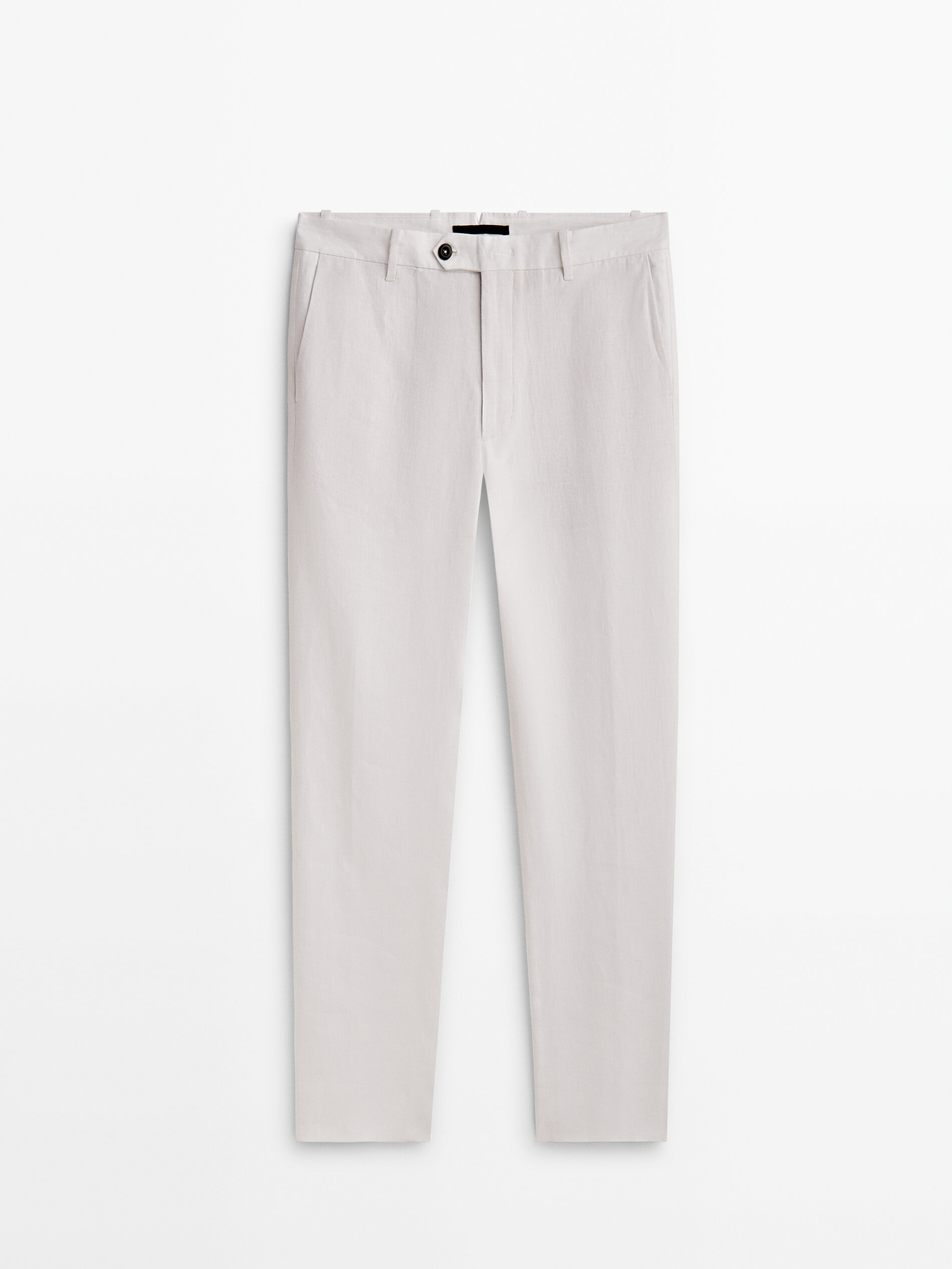 Pantalón 100% lino straight fit -Studio - BLANCO