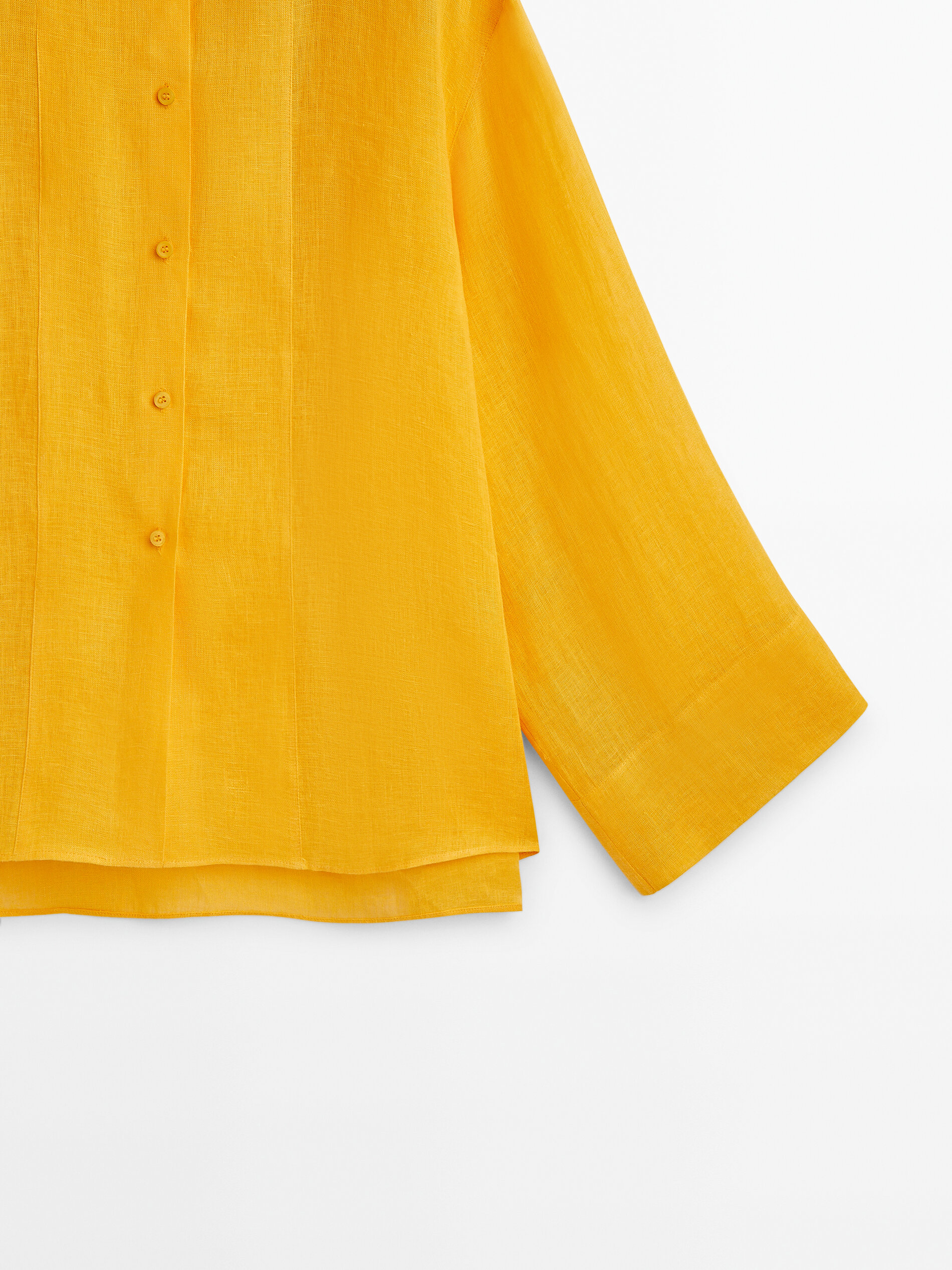 Camisa 100% lino manga ancha - AMARILLO FLUOR