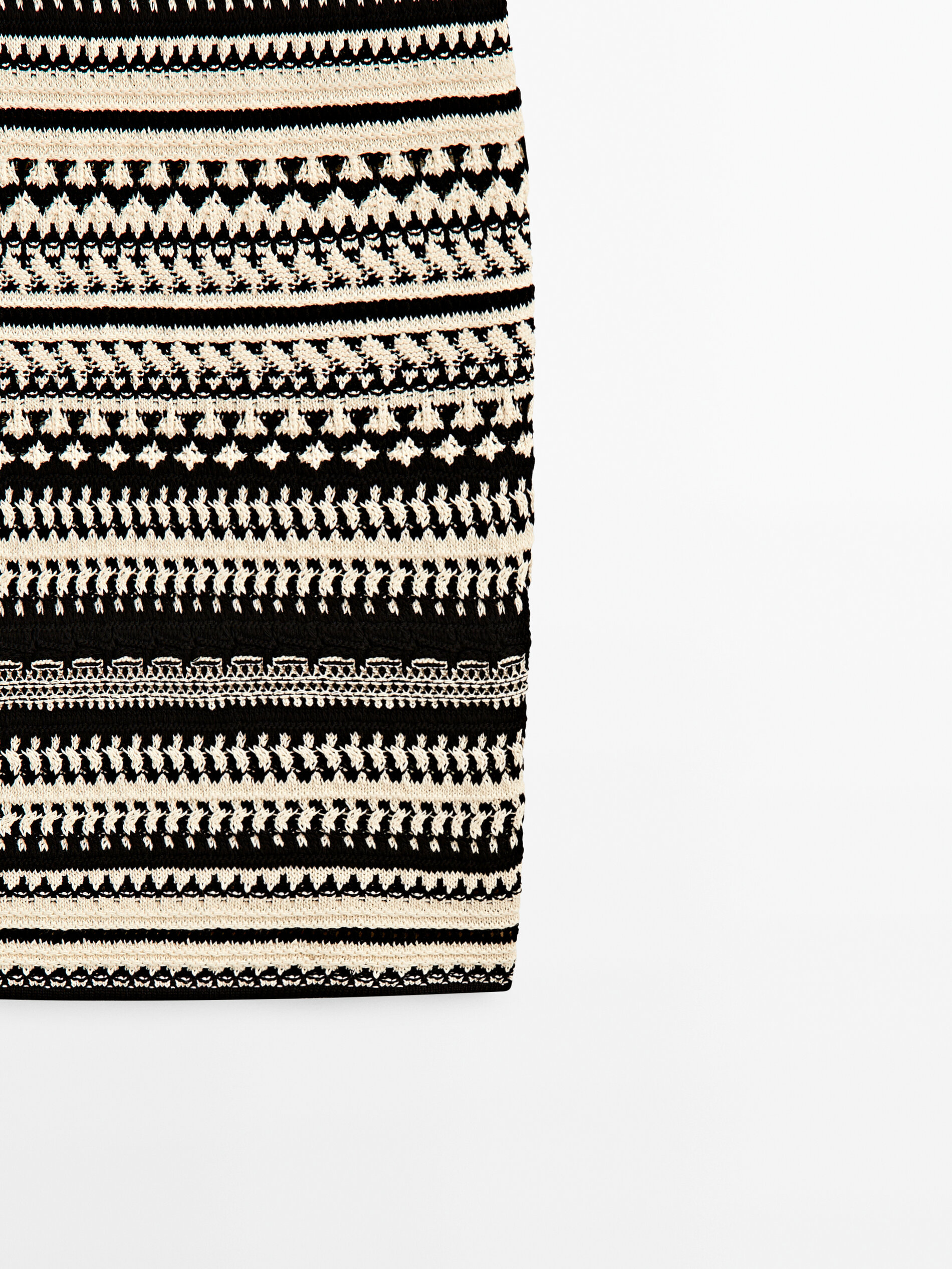 Falda midi punto jacquard - CRUDO