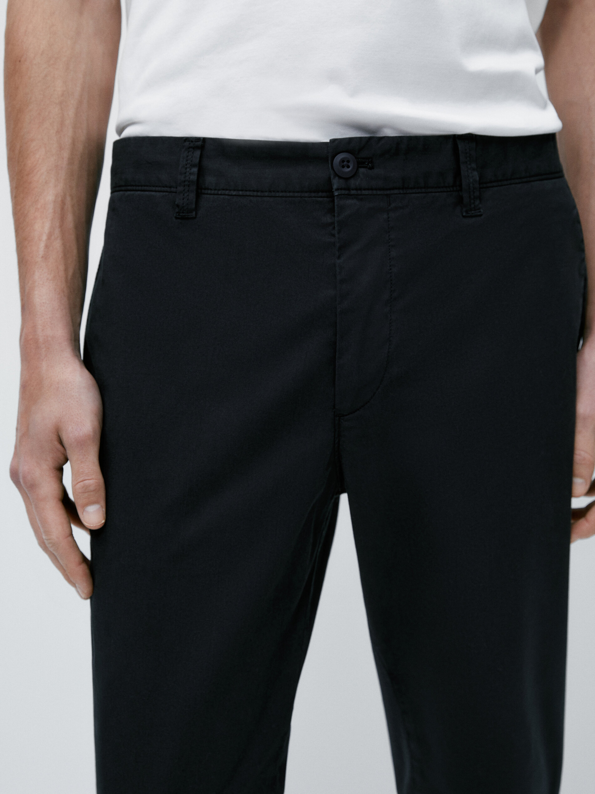 Pantalón chino mezcla algodón tapered fit - AZUL MARINO