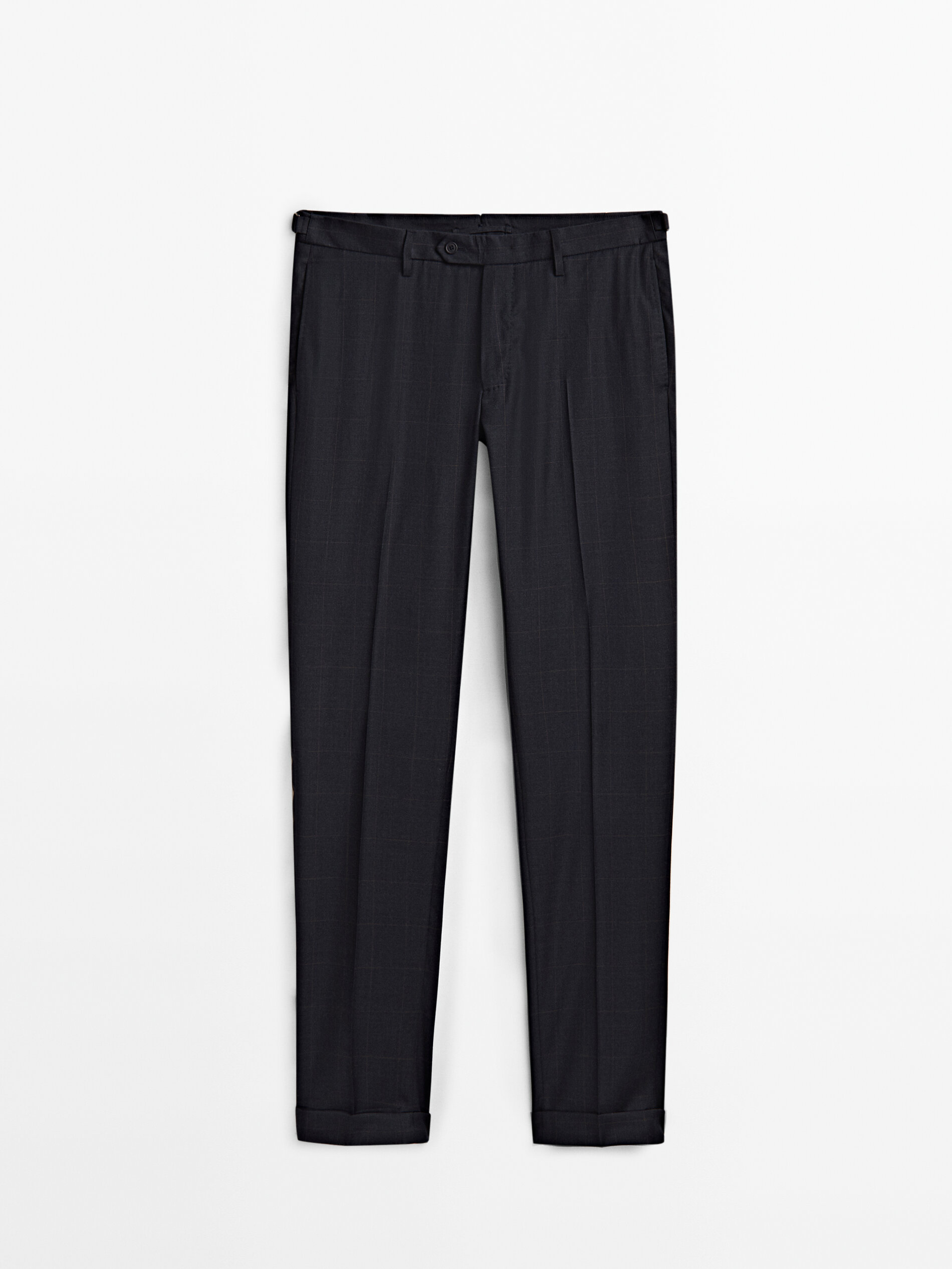 Pantalón traje cuadros azul marino lana - AZUL MARINO