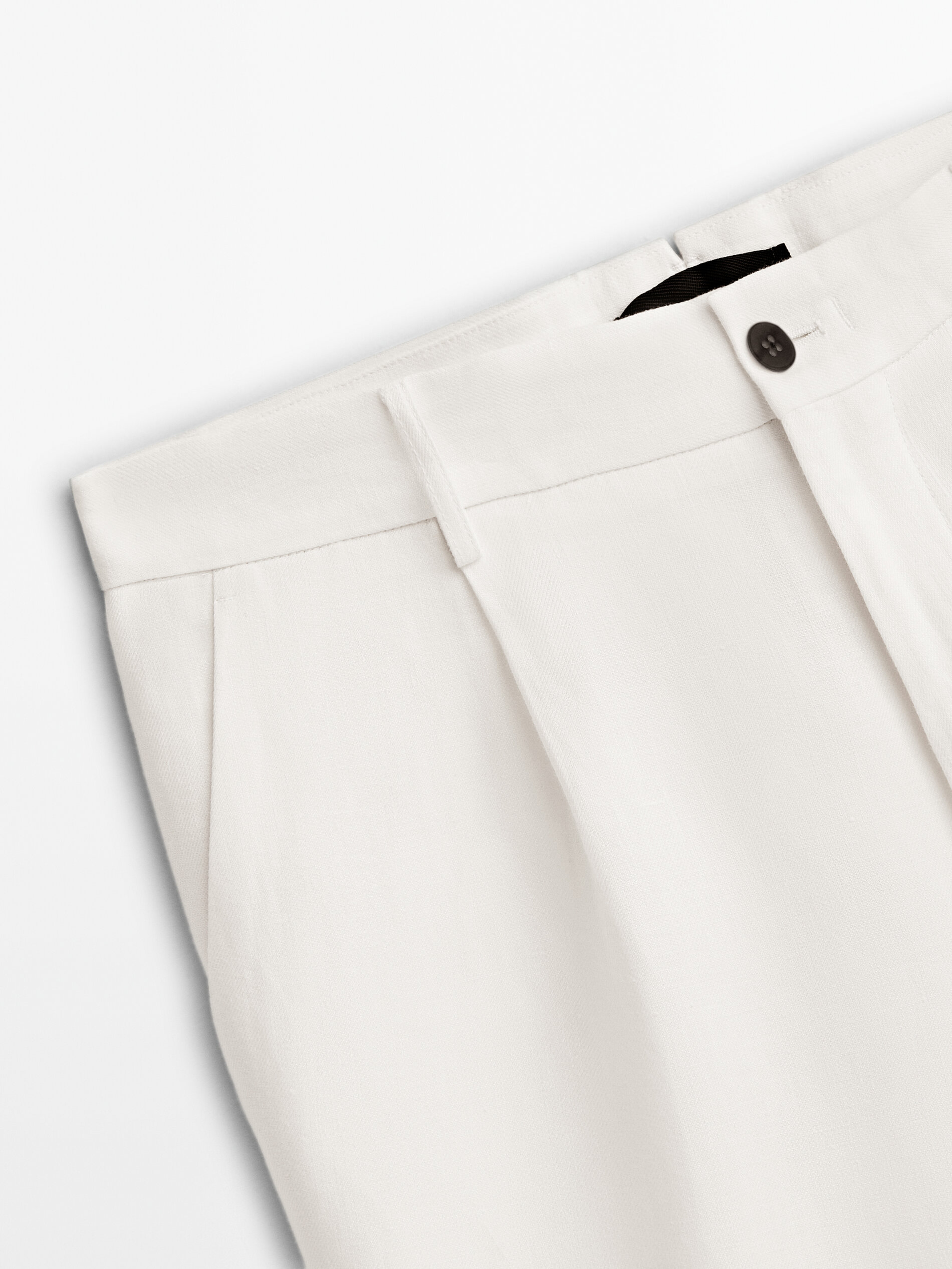 Bermuda pinzas 100% lino -Studio - BLANCO