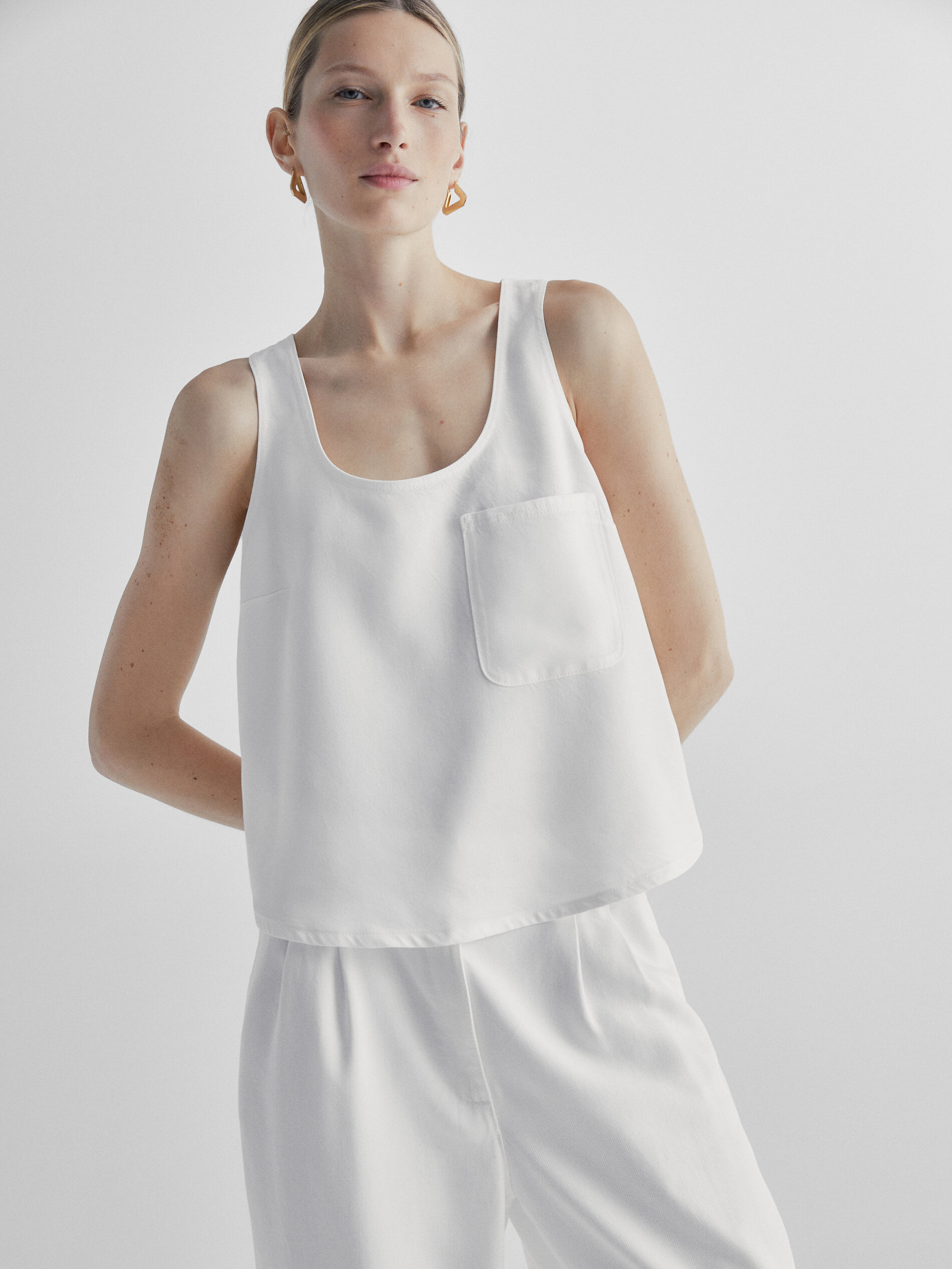 Top lyocell bolsillo - CRUDO