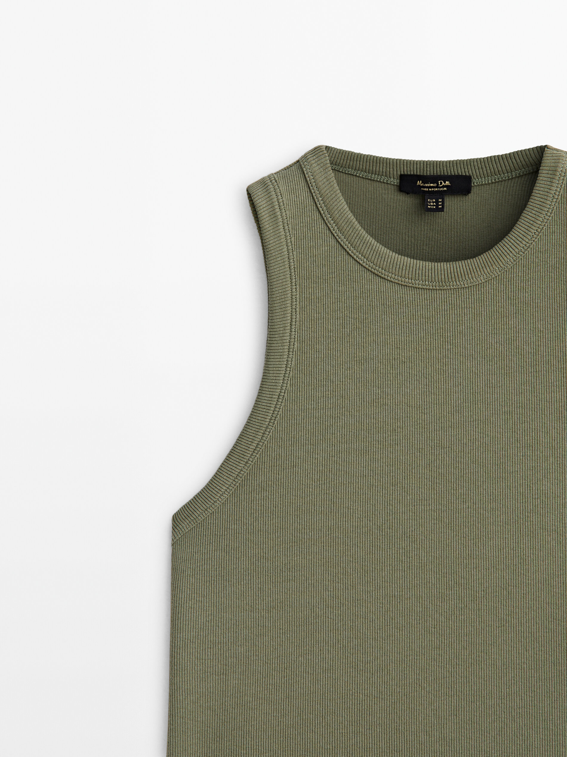 Top halter canalé - KAKI