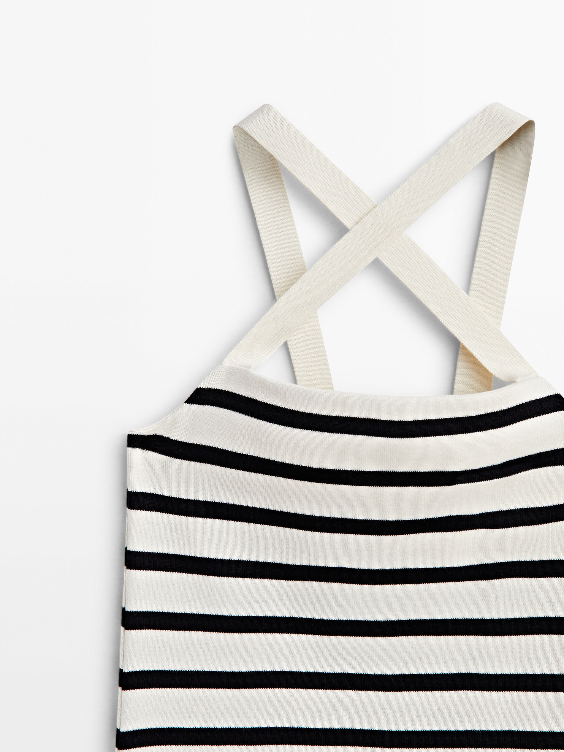 Vestido rayas tirantes cruzados - CRUDO