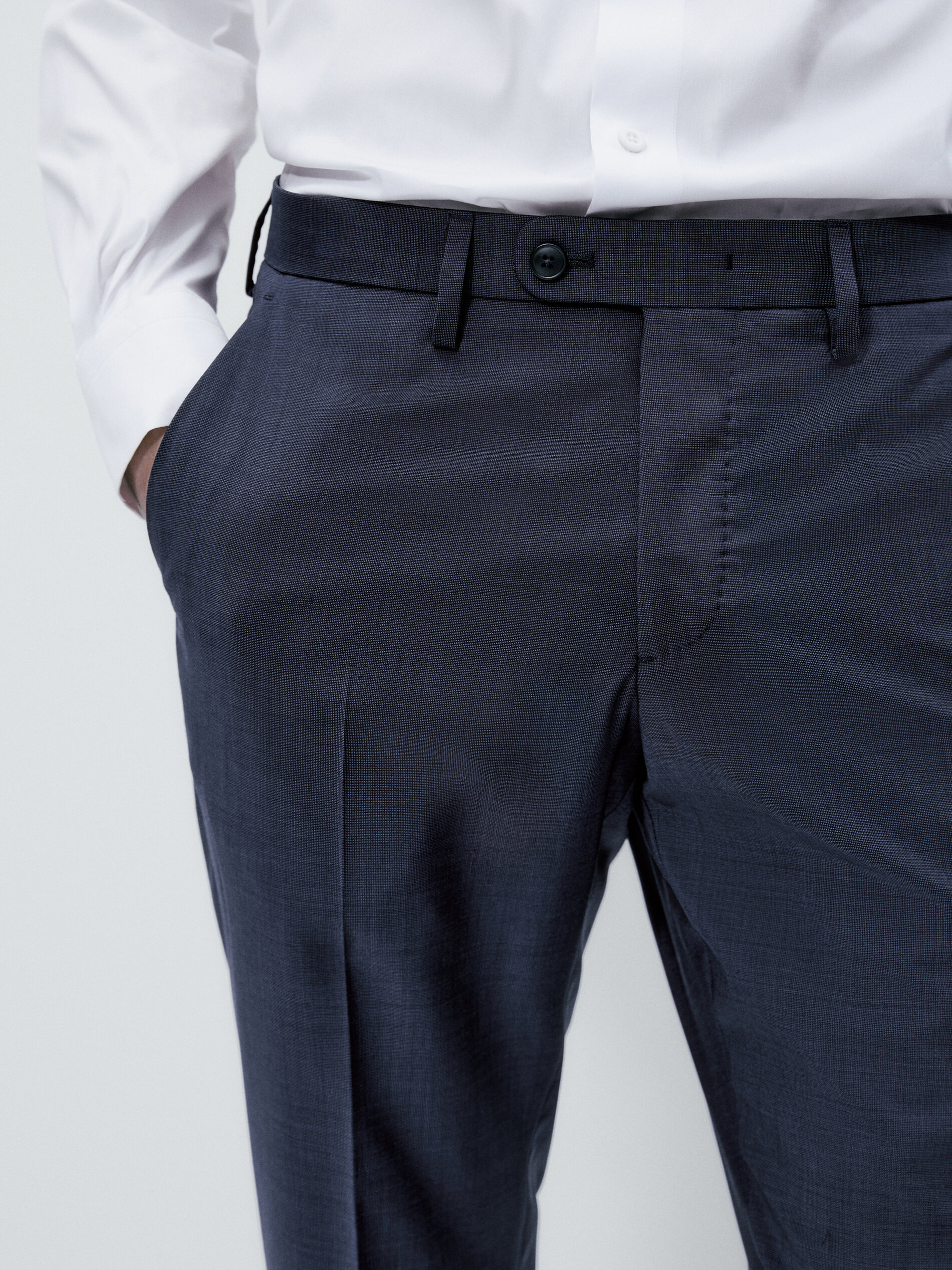 Pantalón traje fil a fil azul lana - AZUL MARINO