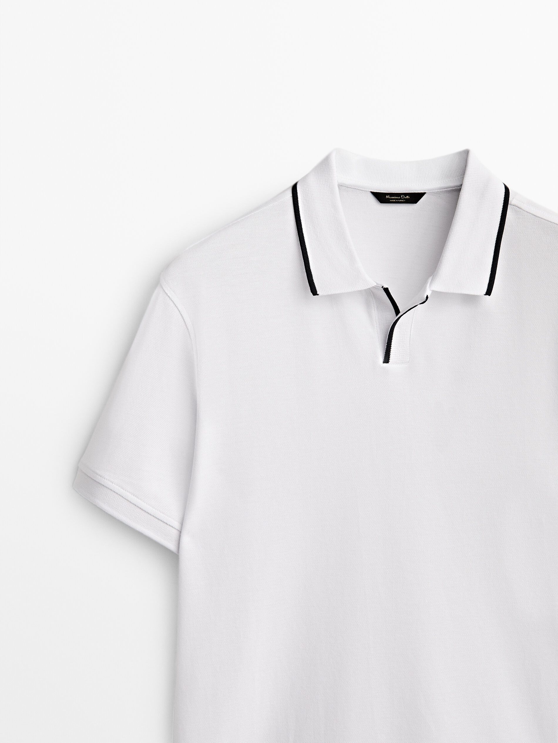 Polo cuello contraste manga corta - BLANCO