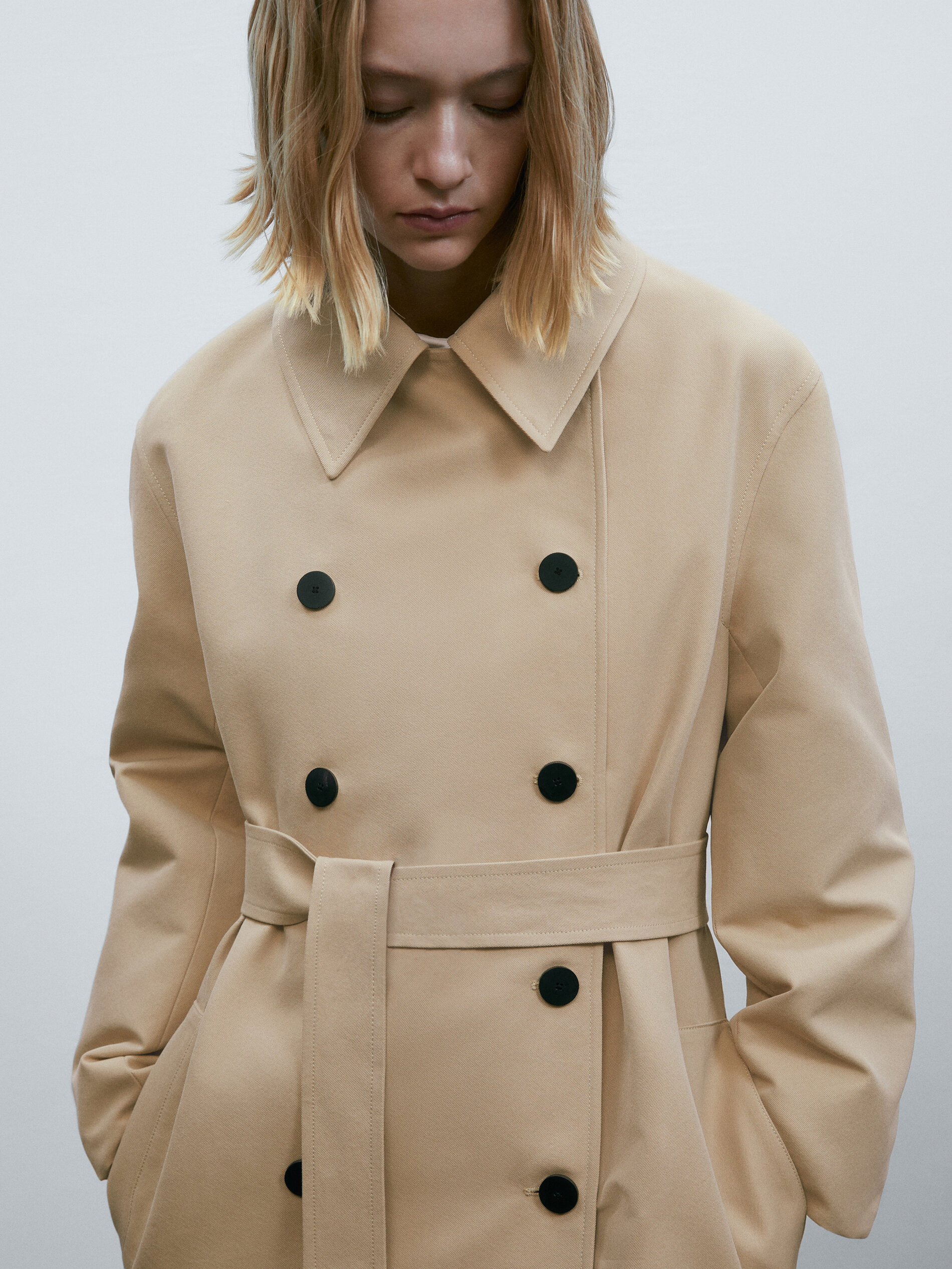 Chaqueta trench cinturón - CAMEL