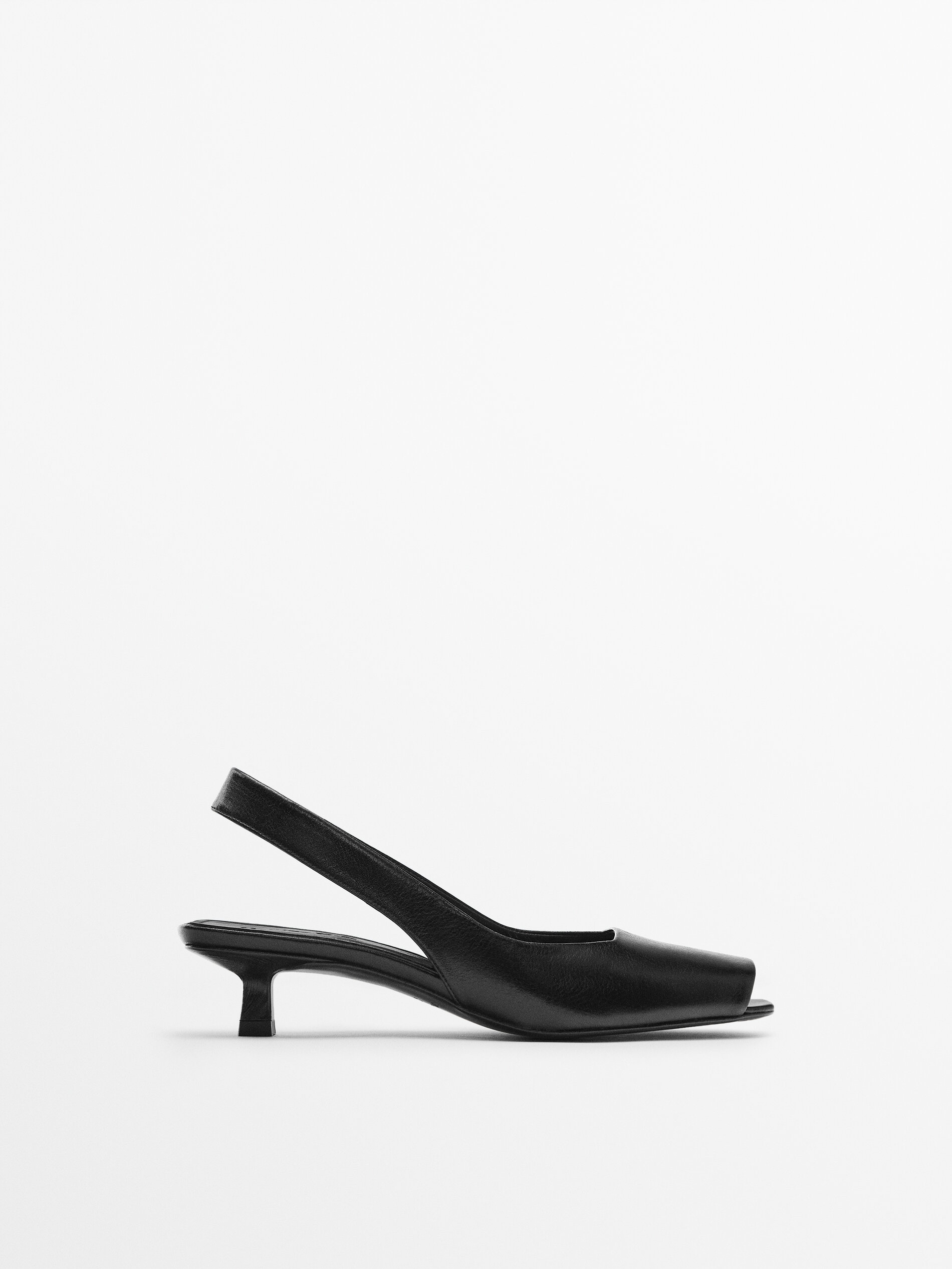 Zapato tacón piel destalonado - NEGRO