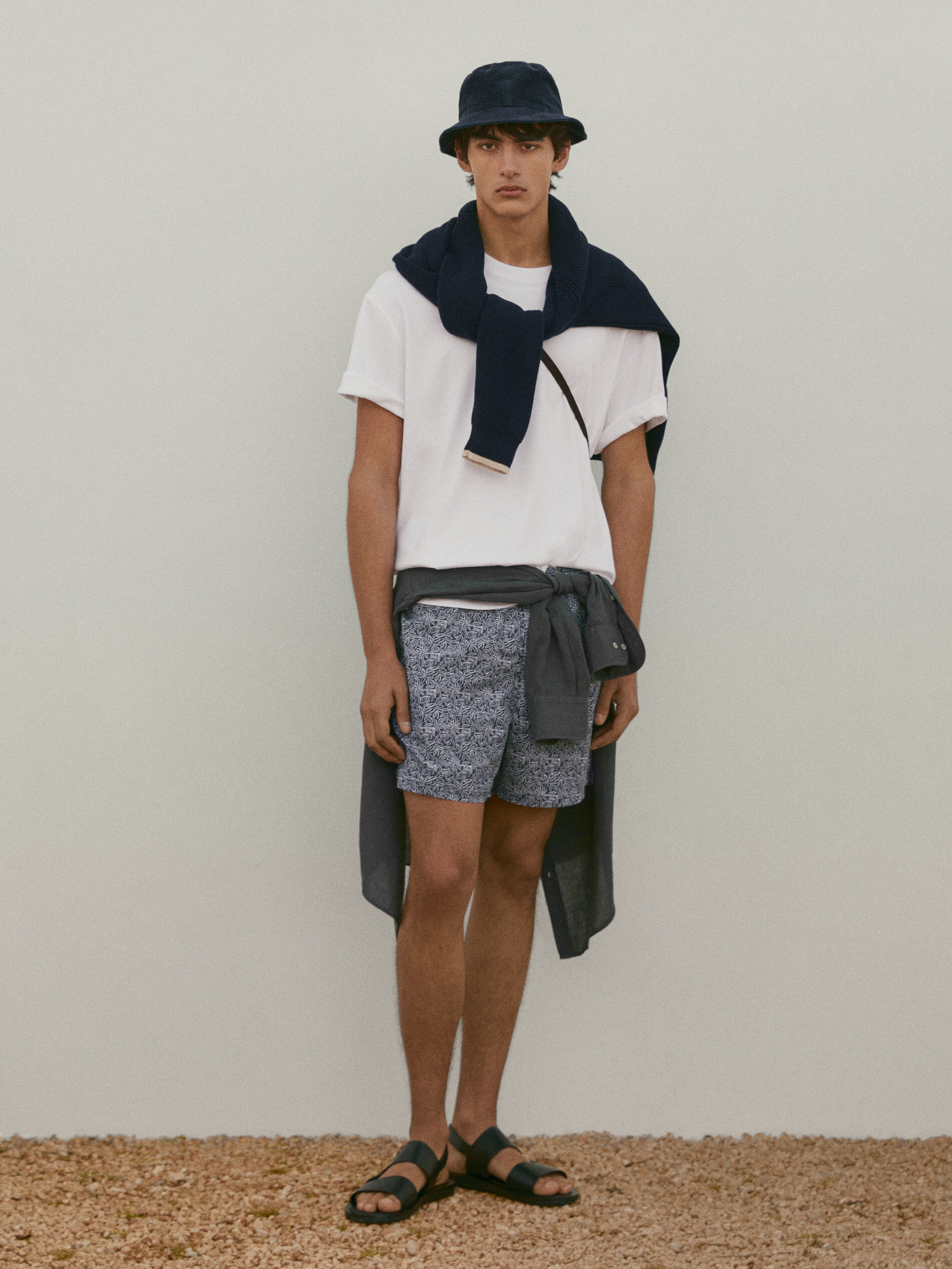 Bañador estampado hojas - AZUL MARINO