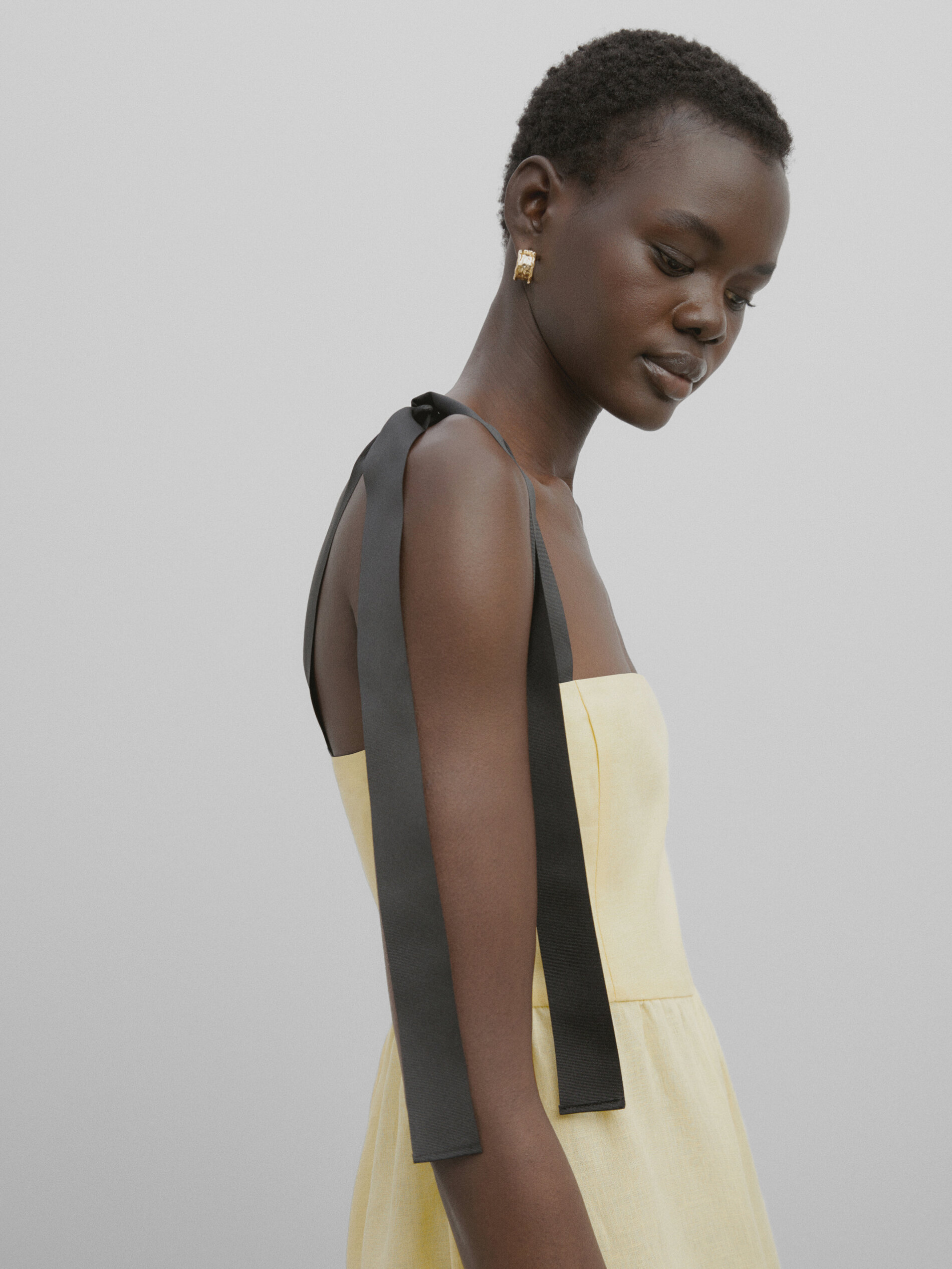 Mono lino tirantes contraste -Studio - AMARILLO