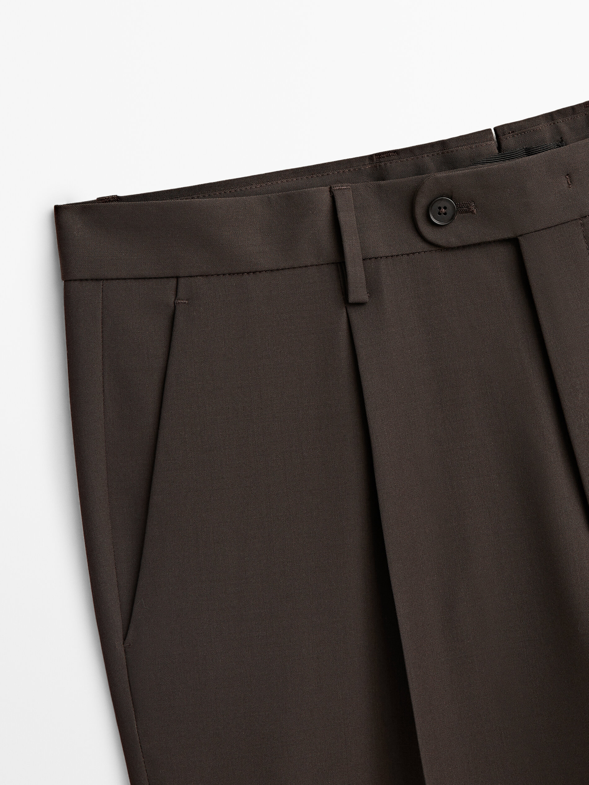 Pantalón lana técnica marrón -Studio - Chocolate