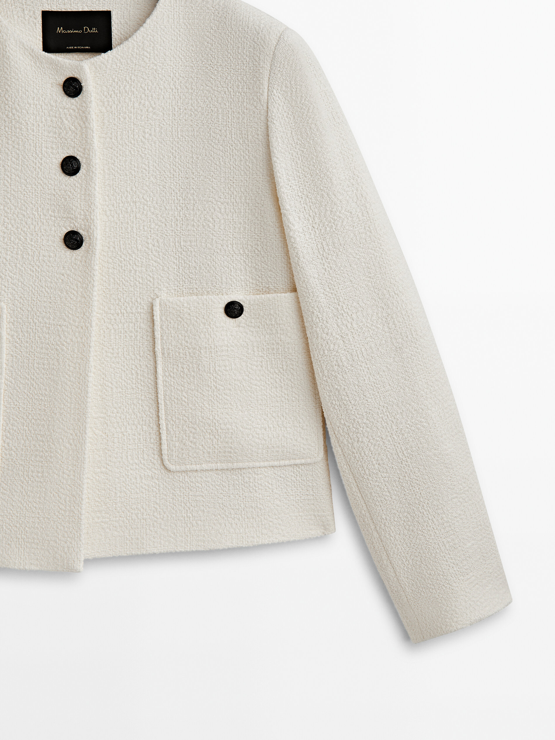 Chaqueta corta botones contraste - CRUDO