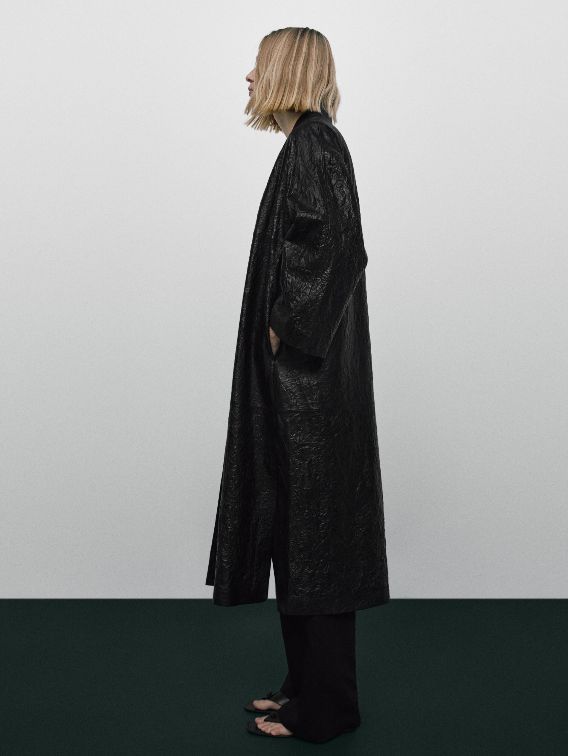 Kimono piel napa craquelada Limited edition - NEGRO