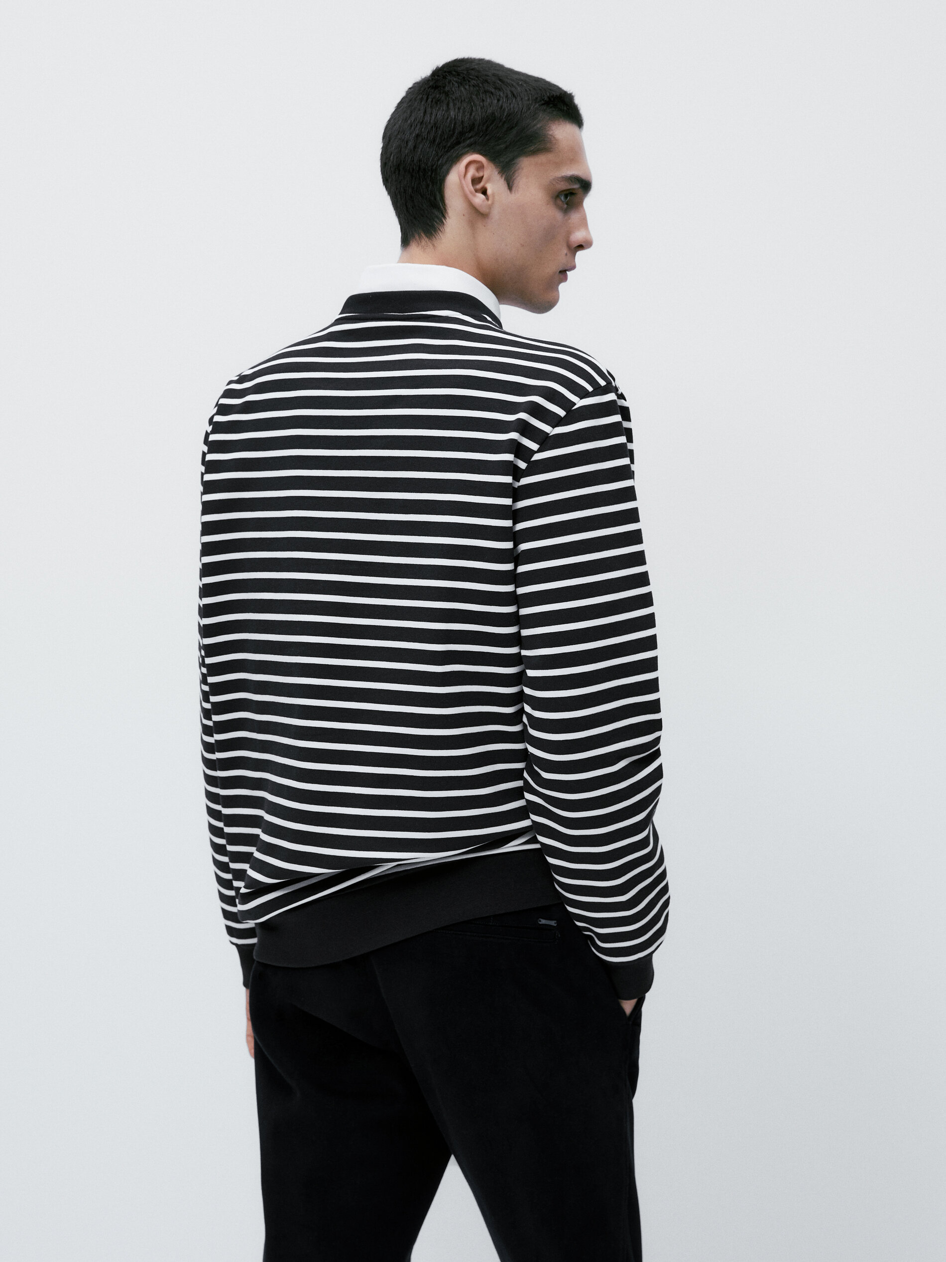 Sudadera rayas mezcla algodón - AZUL MARINO