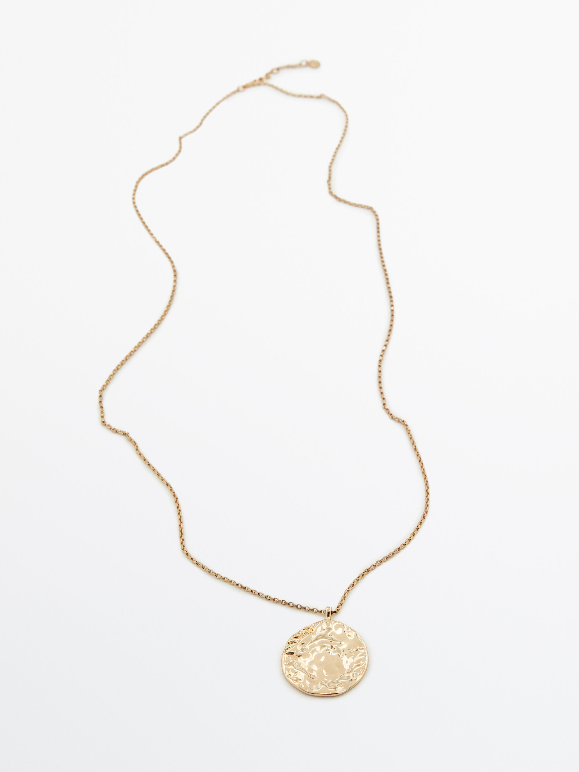 Collar largo moneda textura baño oro - DORADO