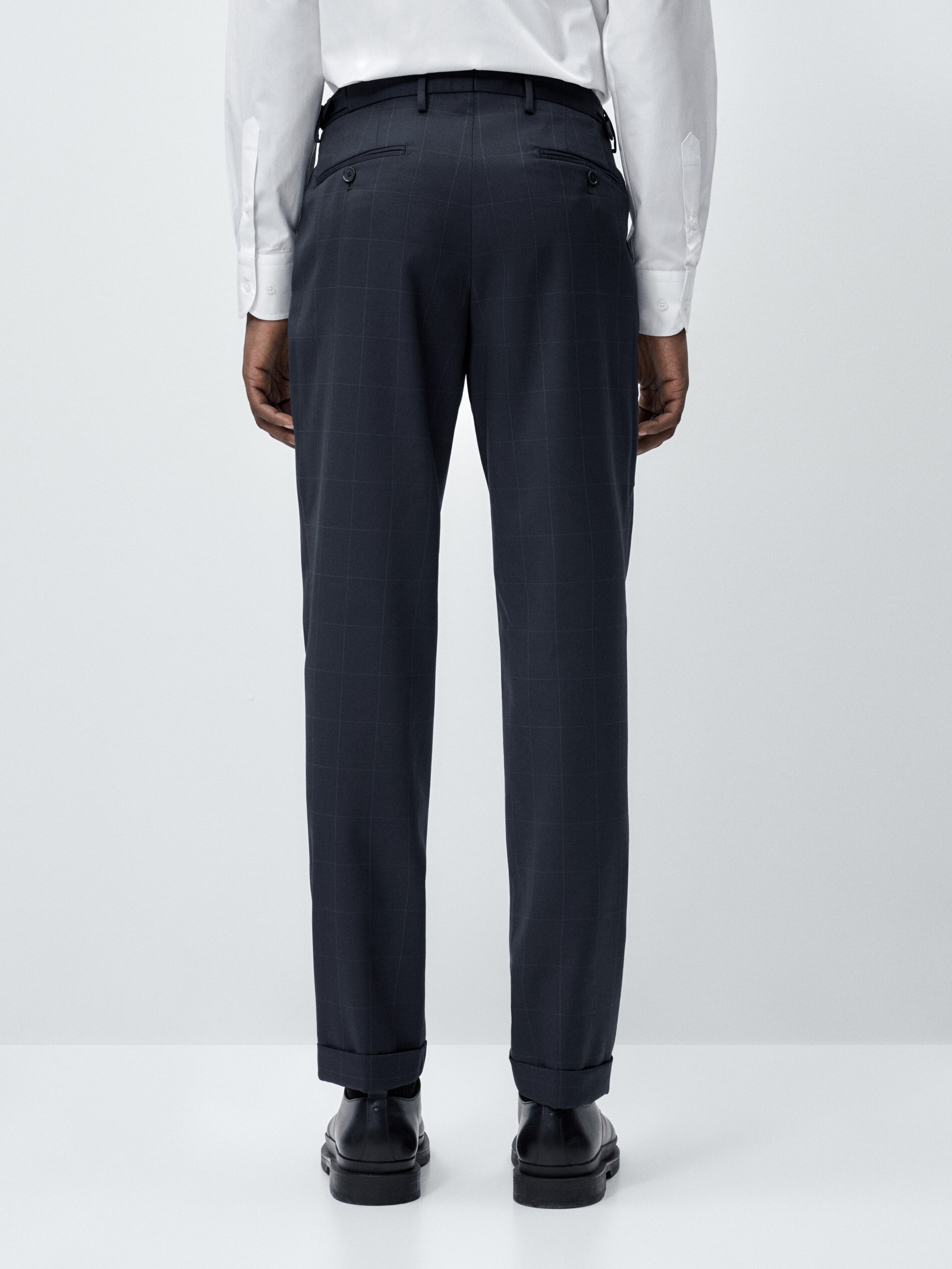 Pantalón traje cuadro ventana azul lana - AZUL MARINO