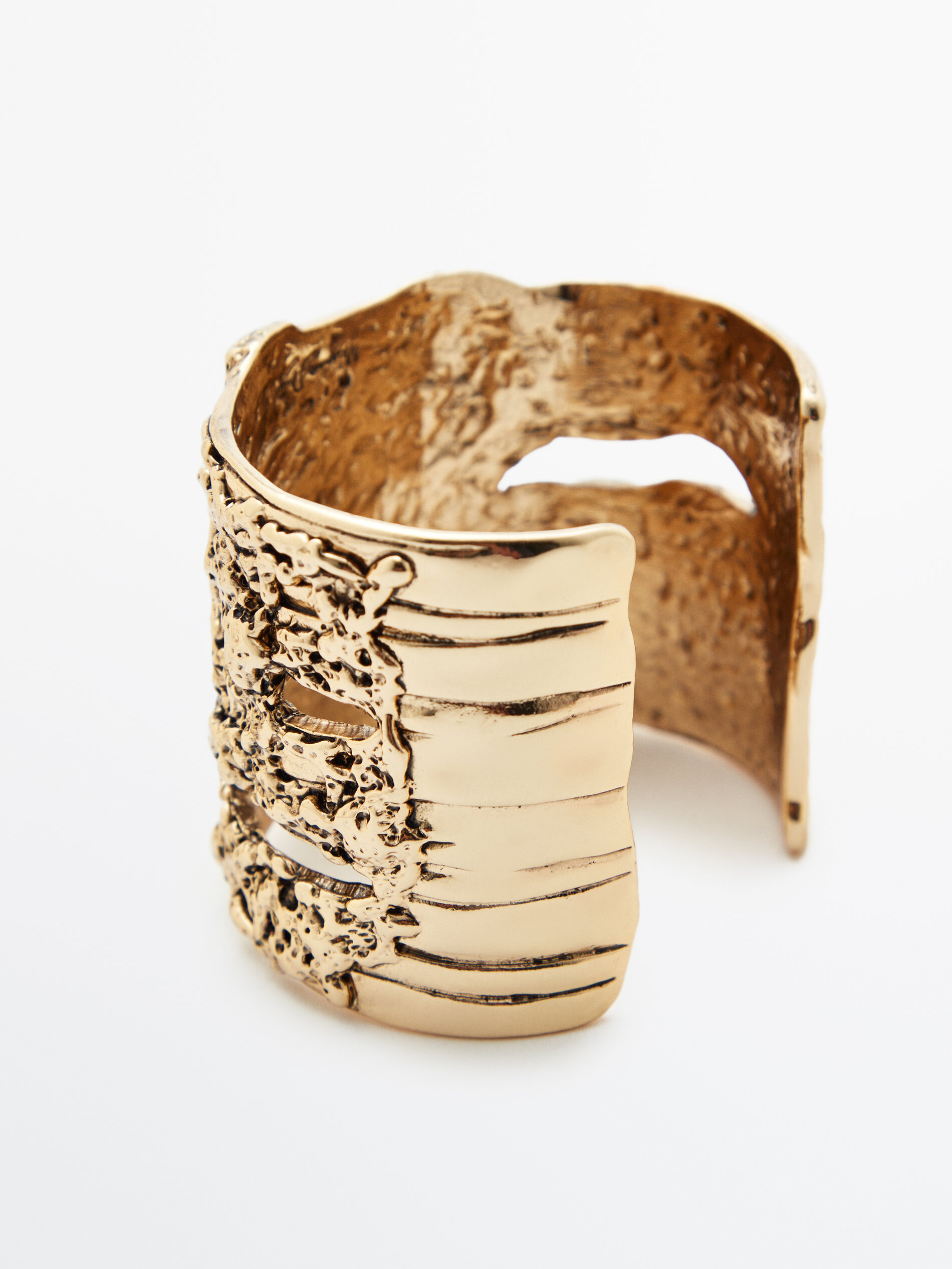 Brazalete rígido textura baño oro - ORO