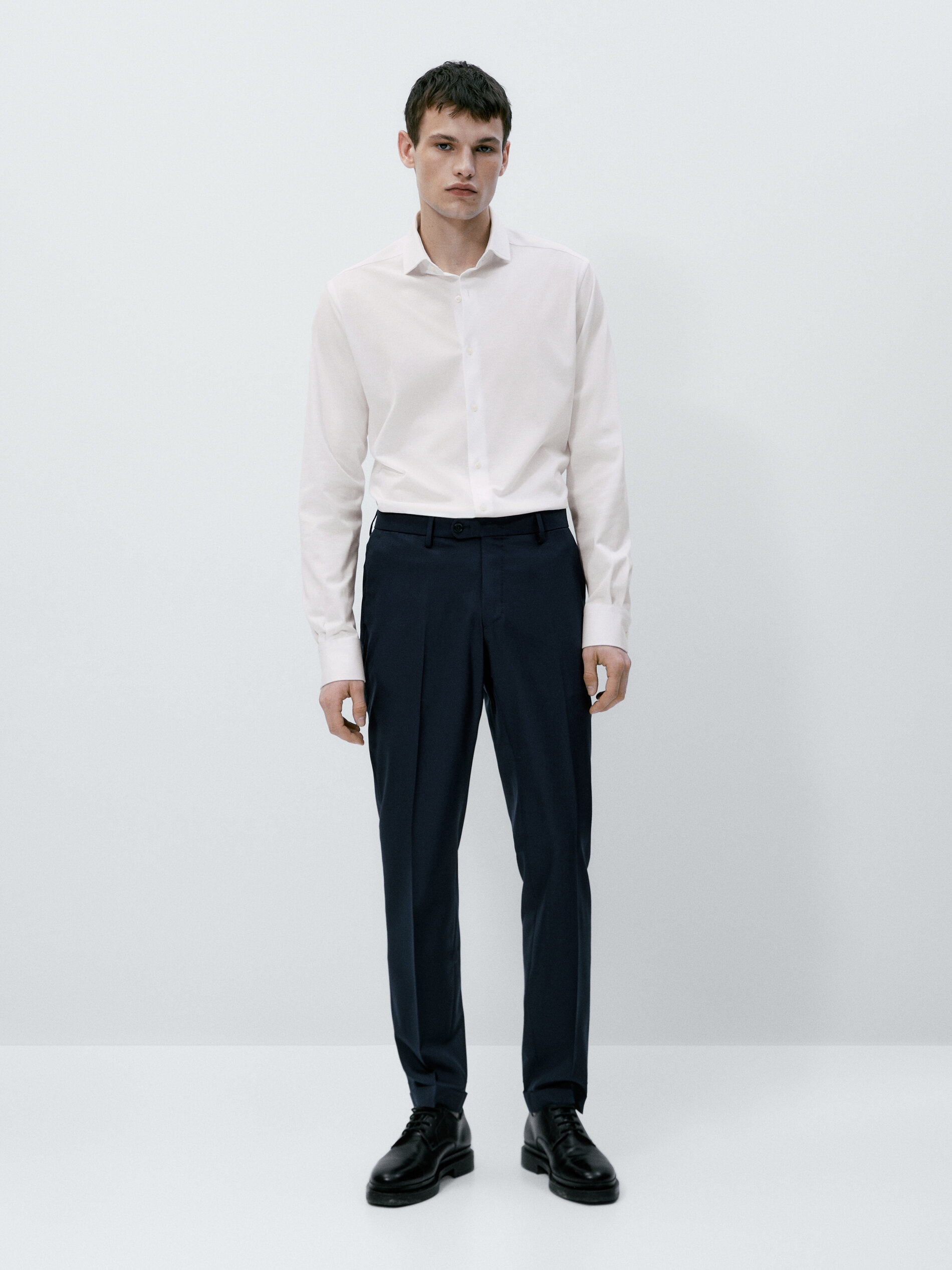 Camisa de punto algodón slim fit - BLANCO