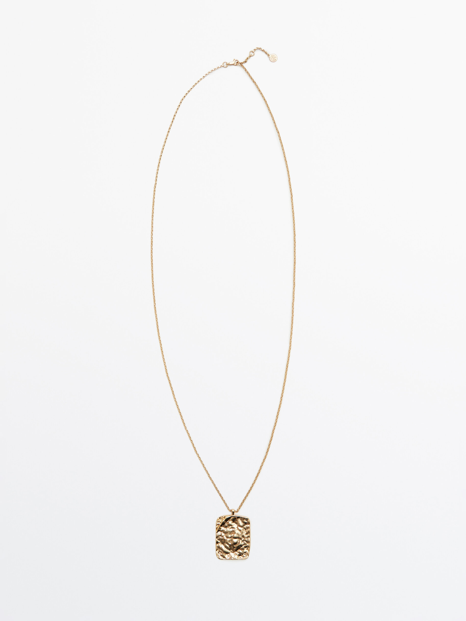 Collar largo medalla textura baño oro - DORADO