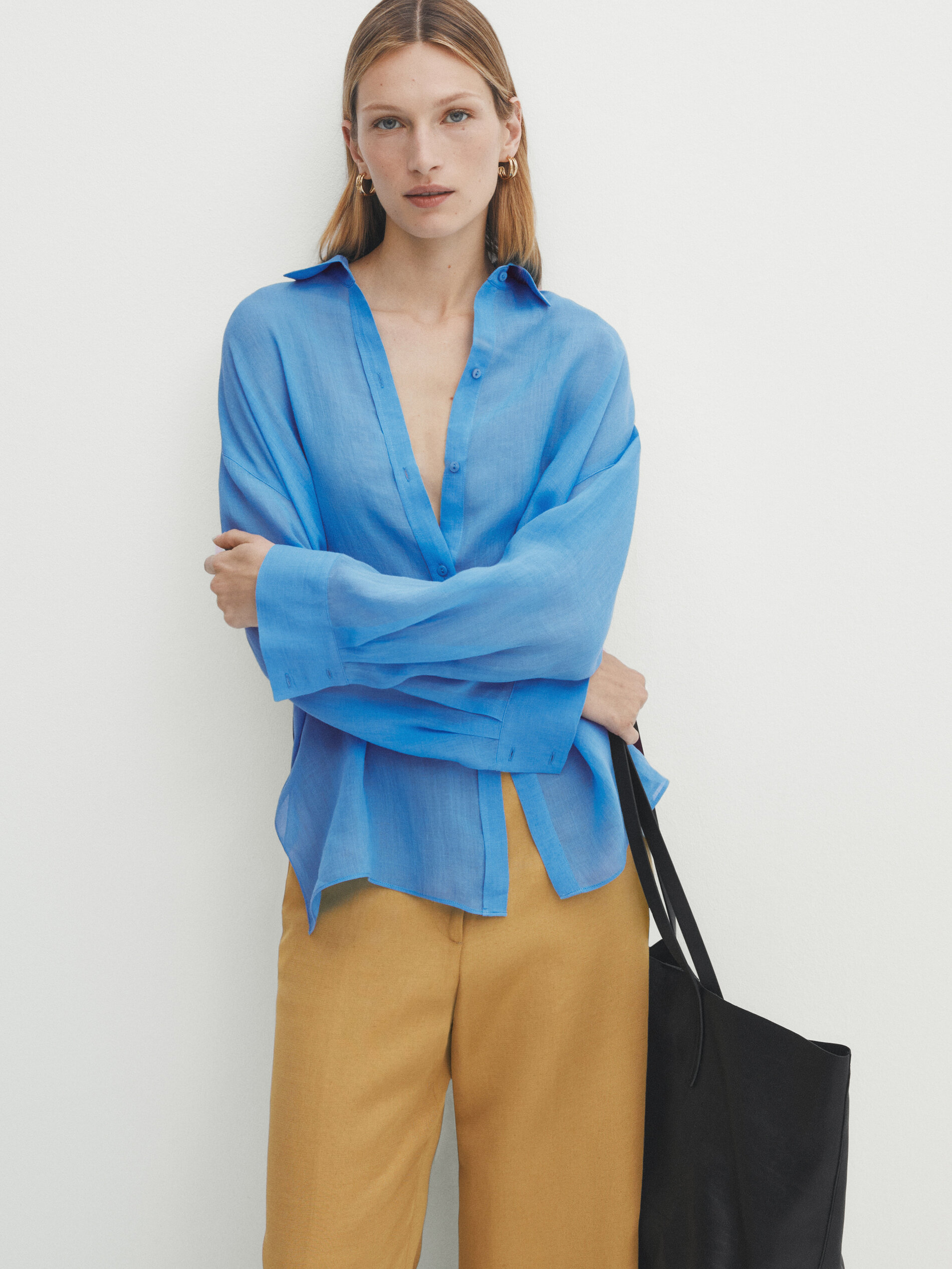 Camisa oversize 100% ramio - AZUL