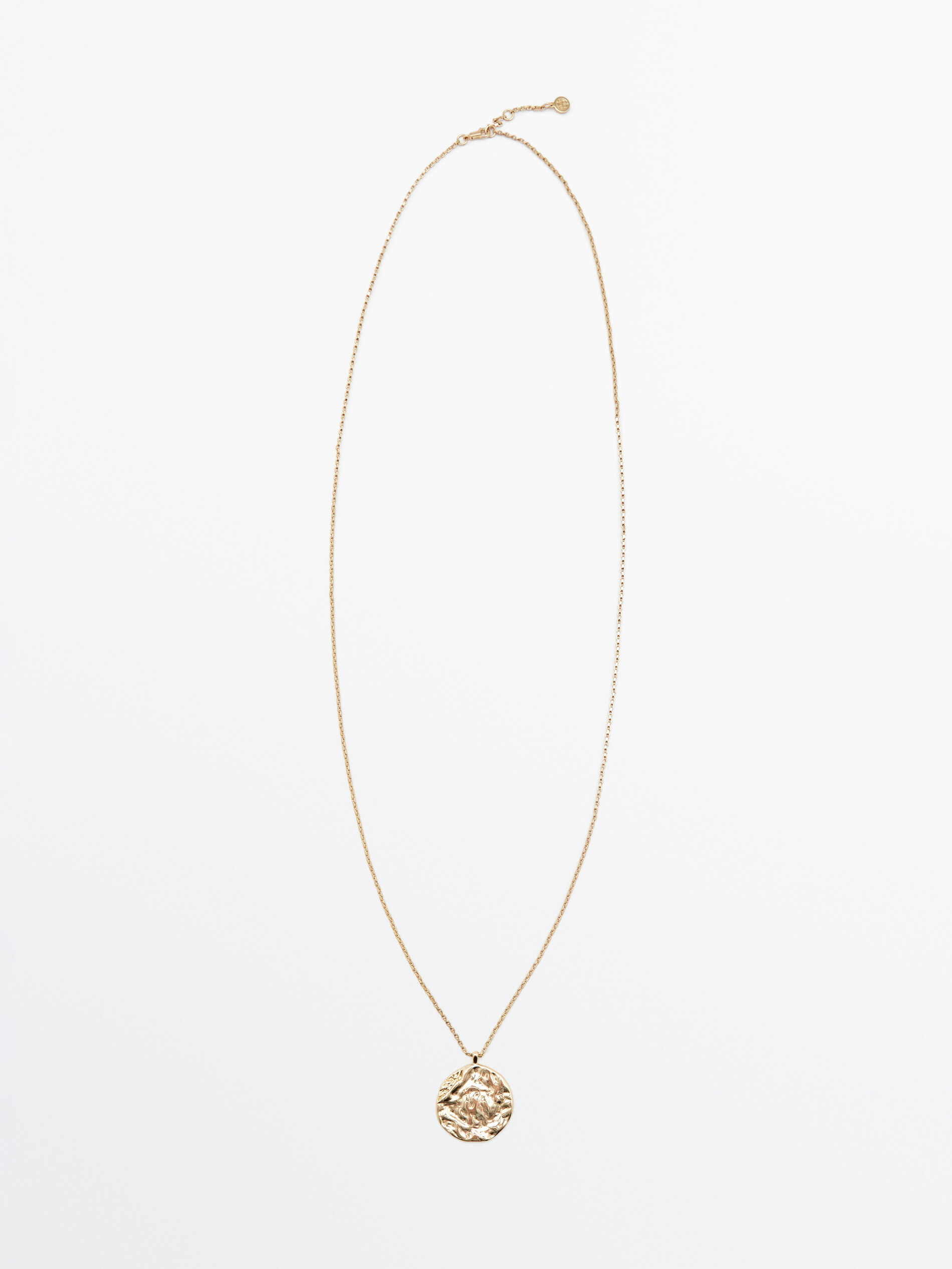 Collar largo moneda textura baño oro - DORADO