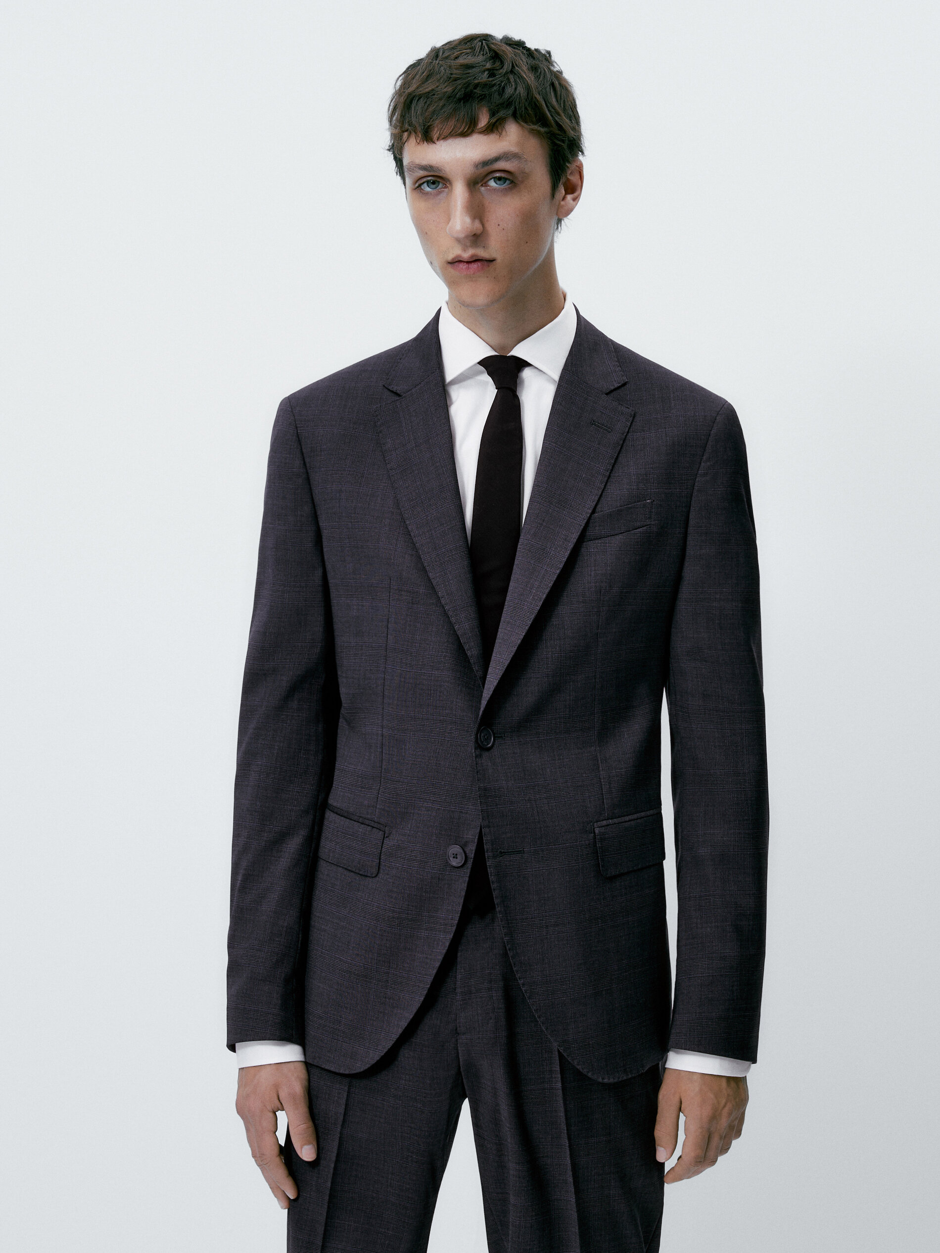 Americana traje lana super 120's cuadros - GRIS