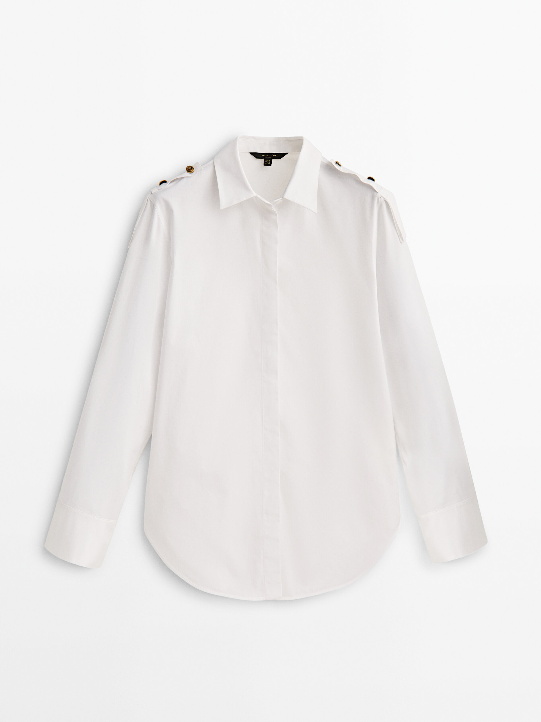 Camisa popelín detalle botones dorados - BLANCO