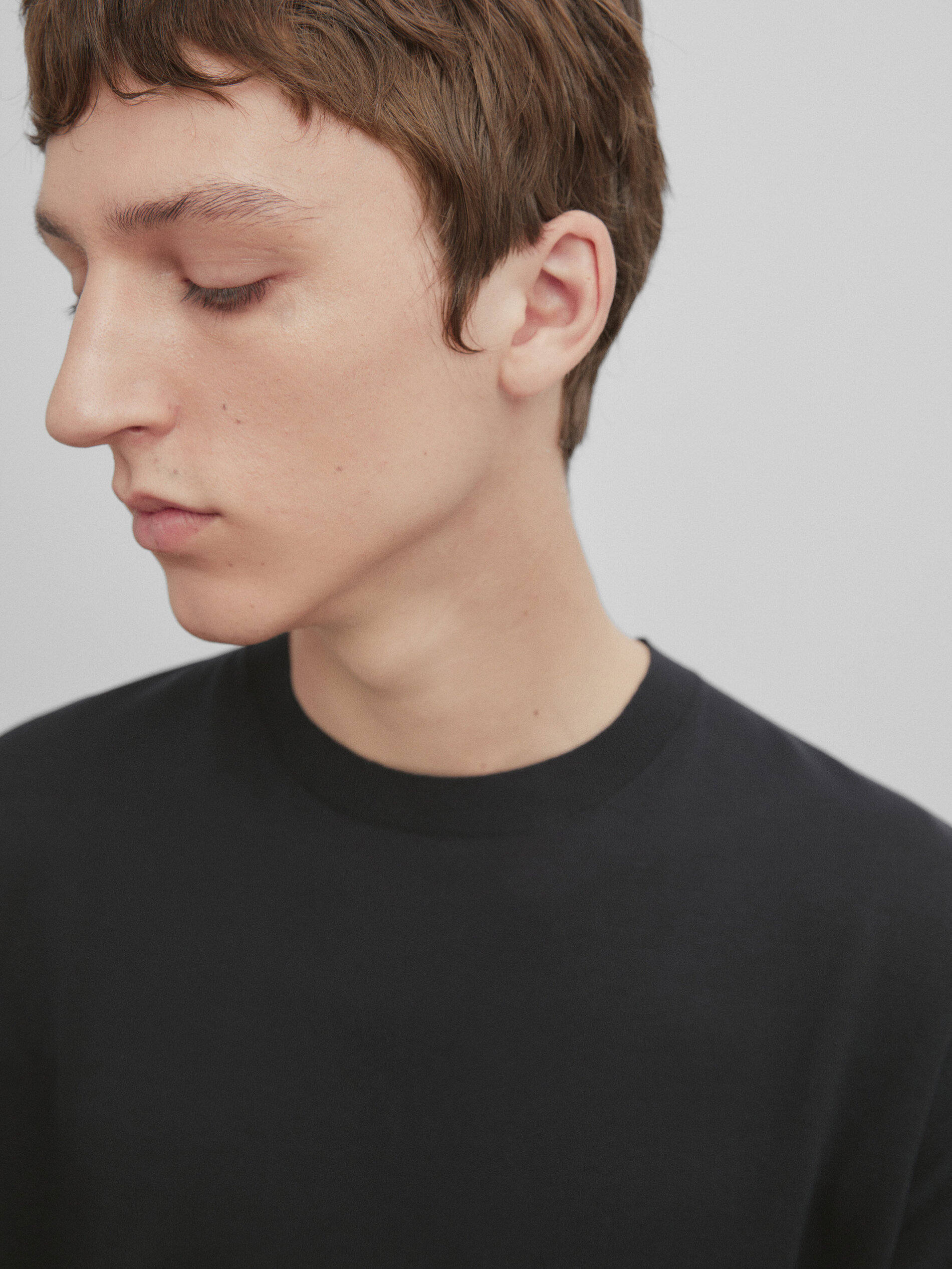 Jersey mezcla algodón seda manga corta -Studio - AZUL MARINO