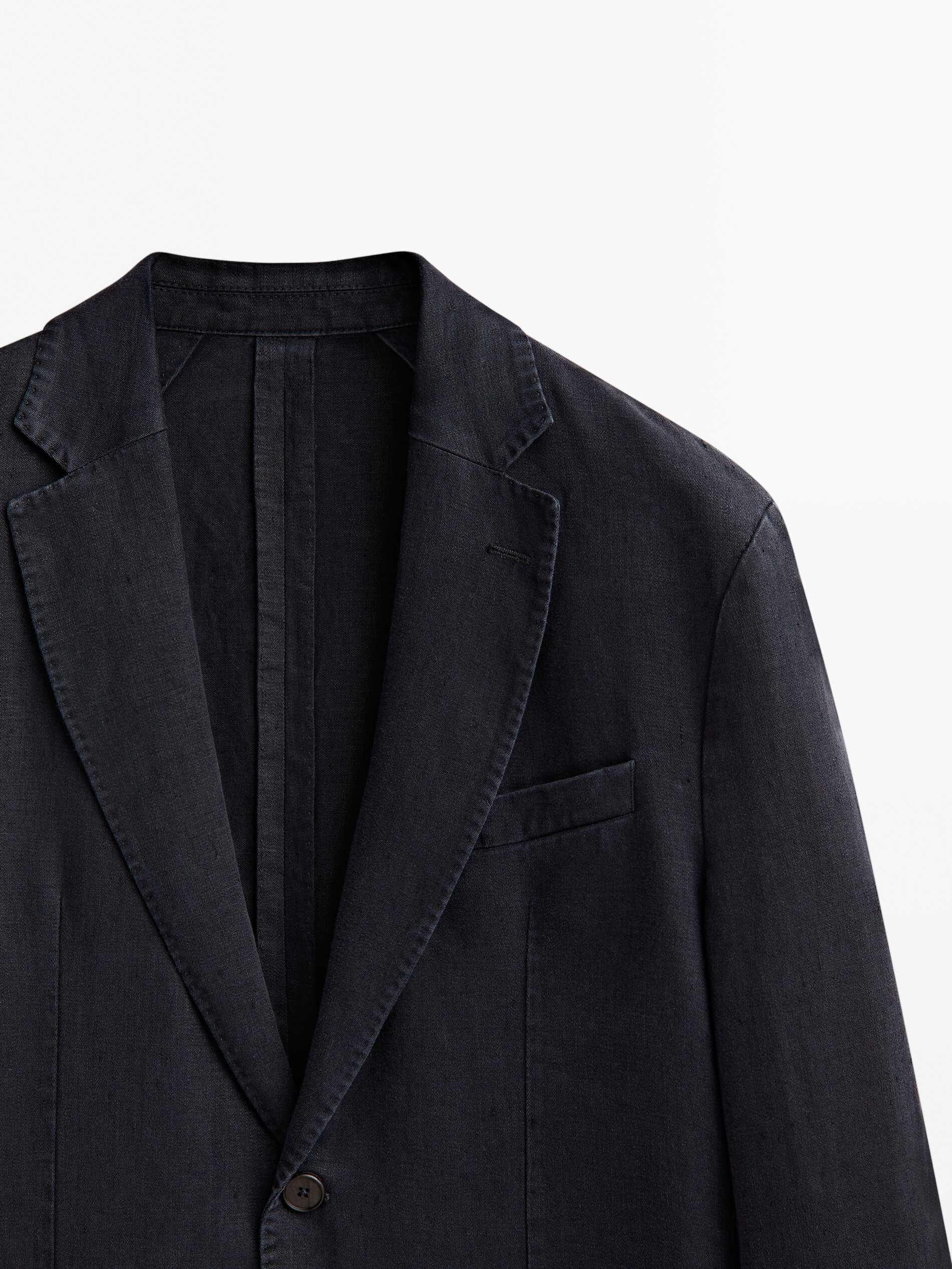 Americana lino tintada azul marino - AZUL MARINO