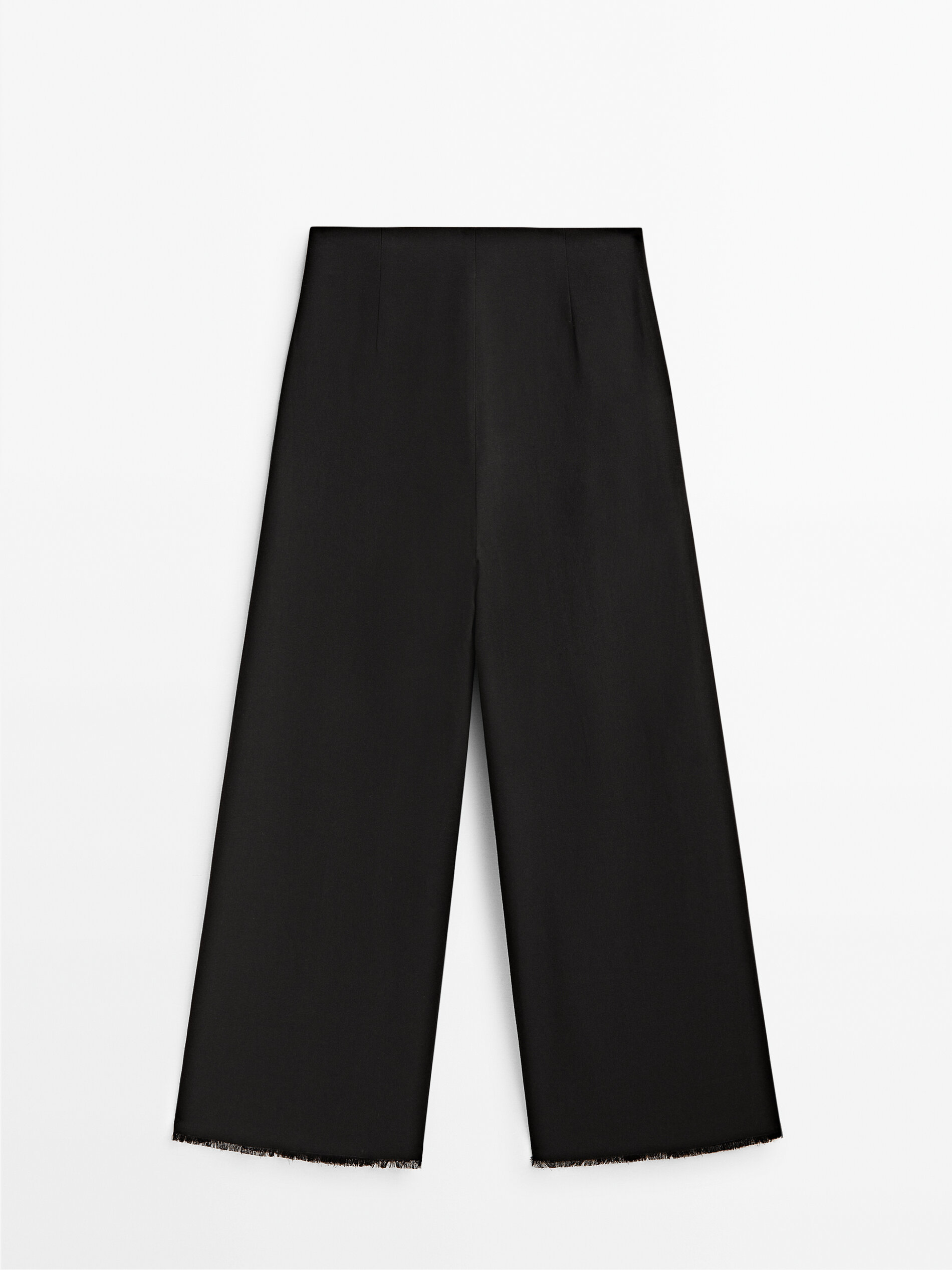 Pantalón negro pinzas desflecado - NEGRO