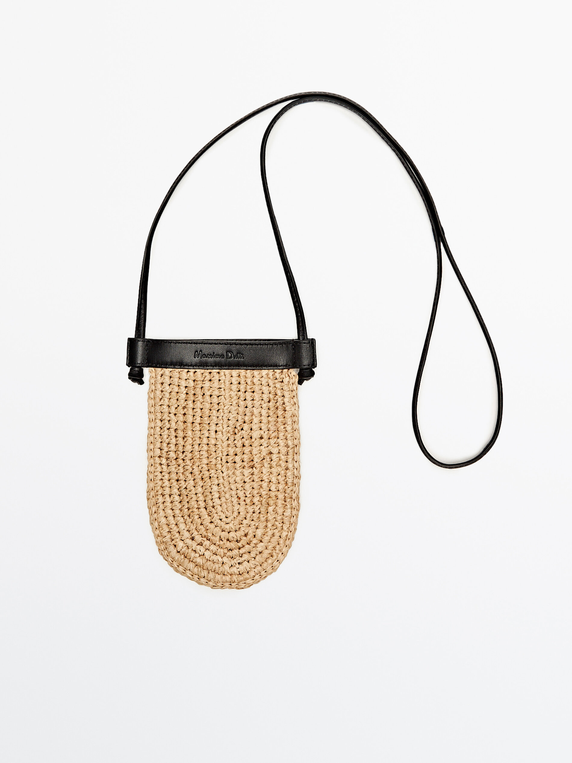 Funda móvil rafia asa piel - BEIGE