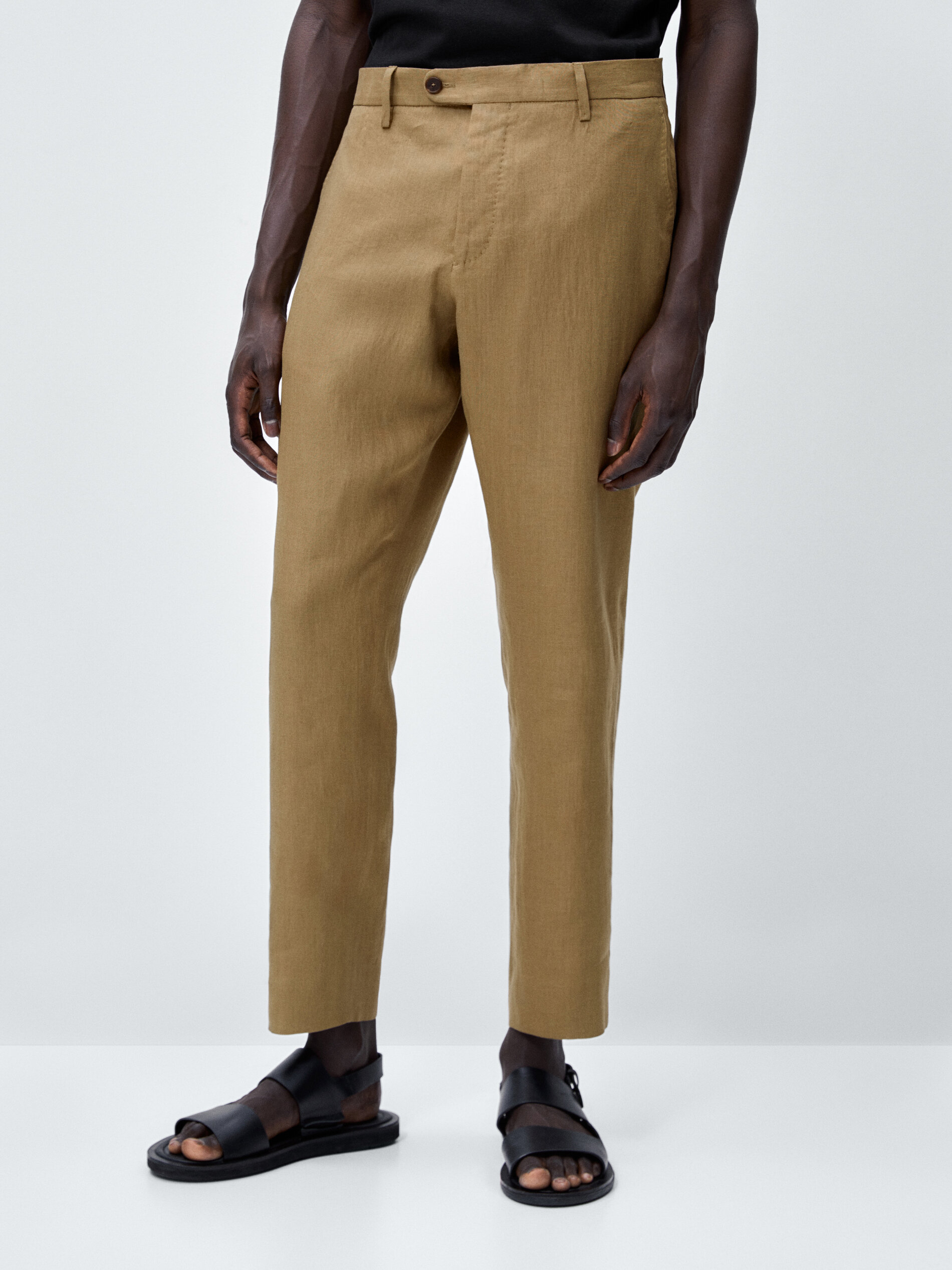 Pantalón traje 100% lino - BEIGE