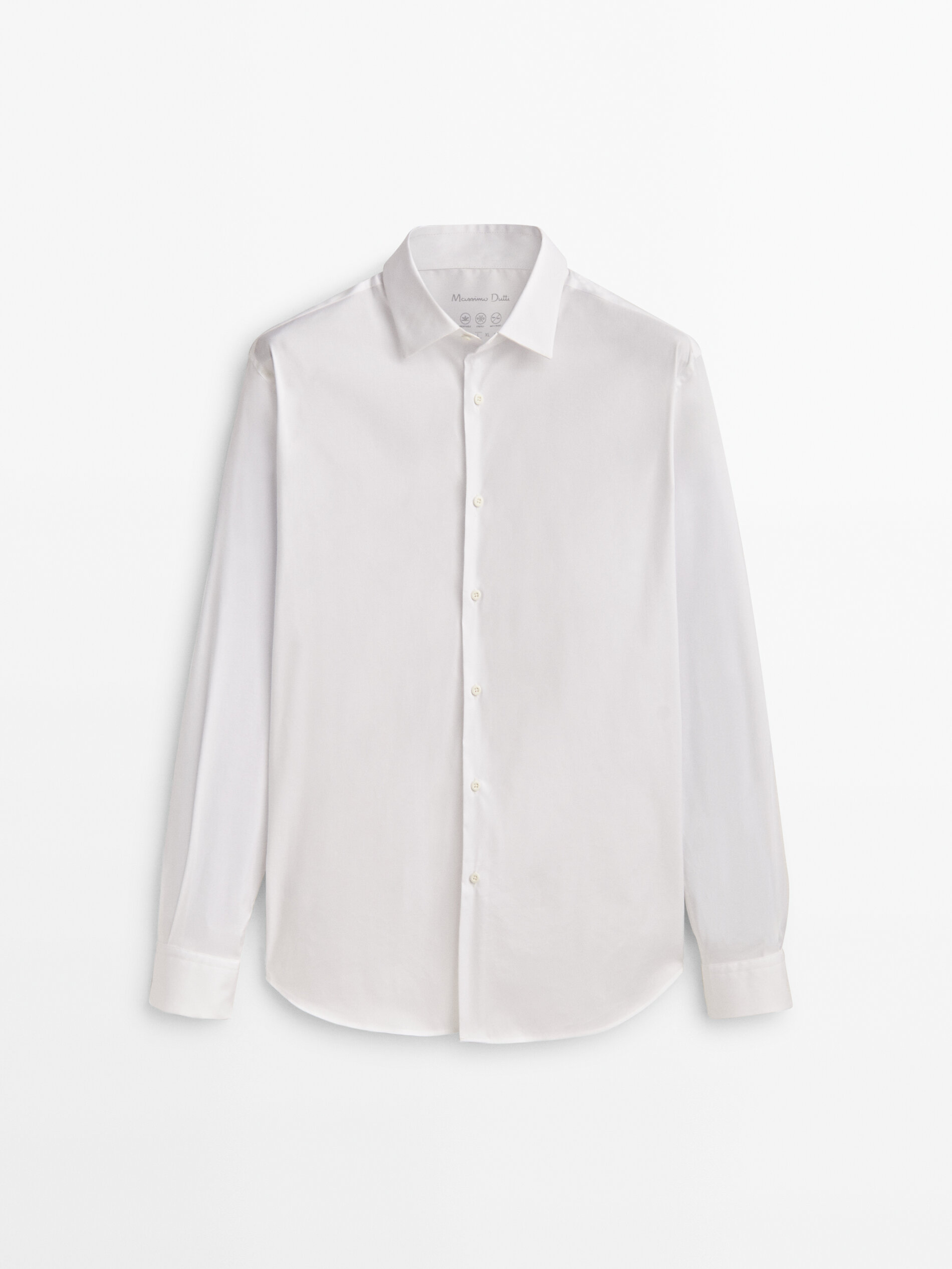 Camisa algodón lisa stretch fit - BLANCO