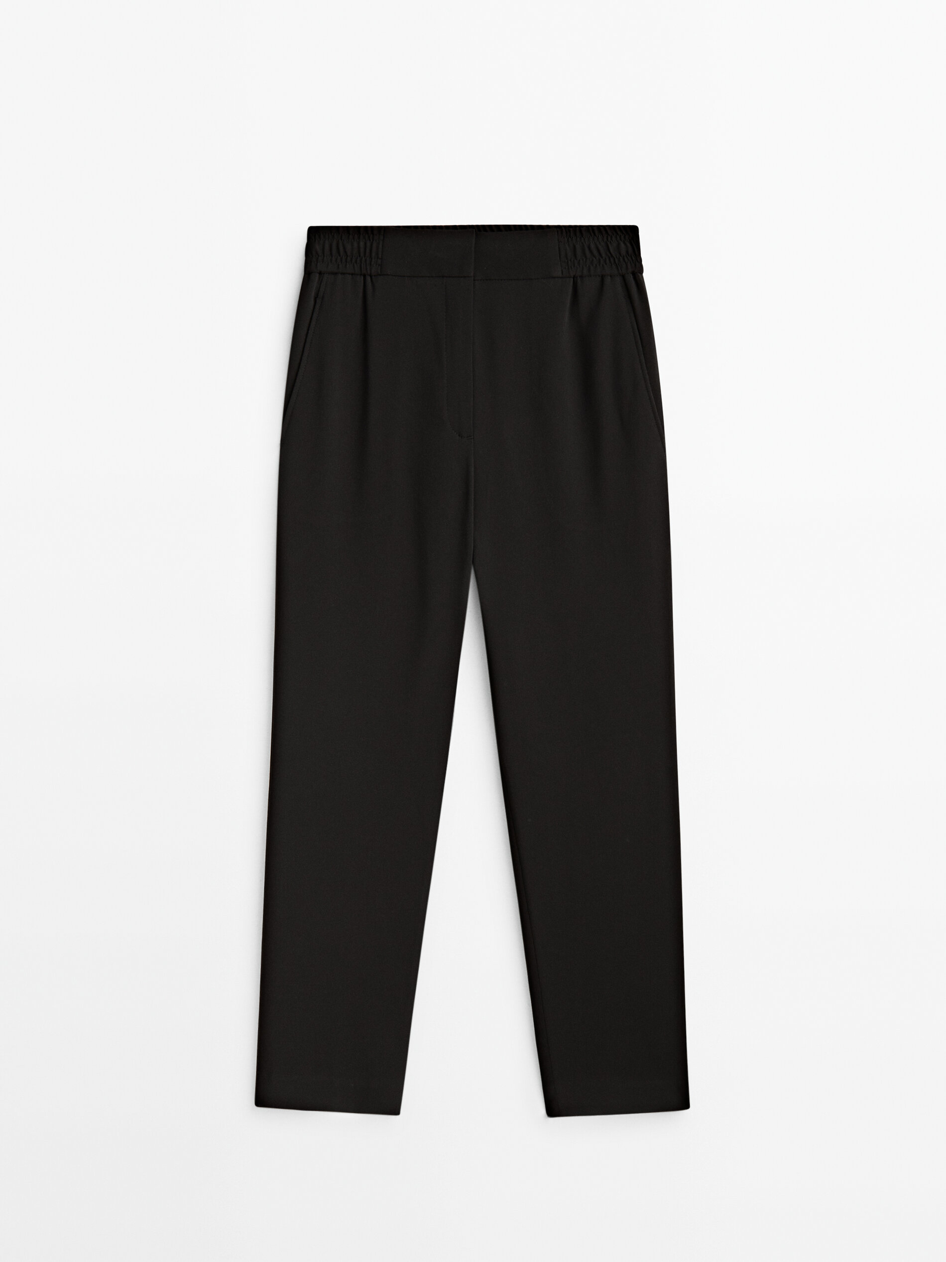 Pantalón crepe recto - NEGRO