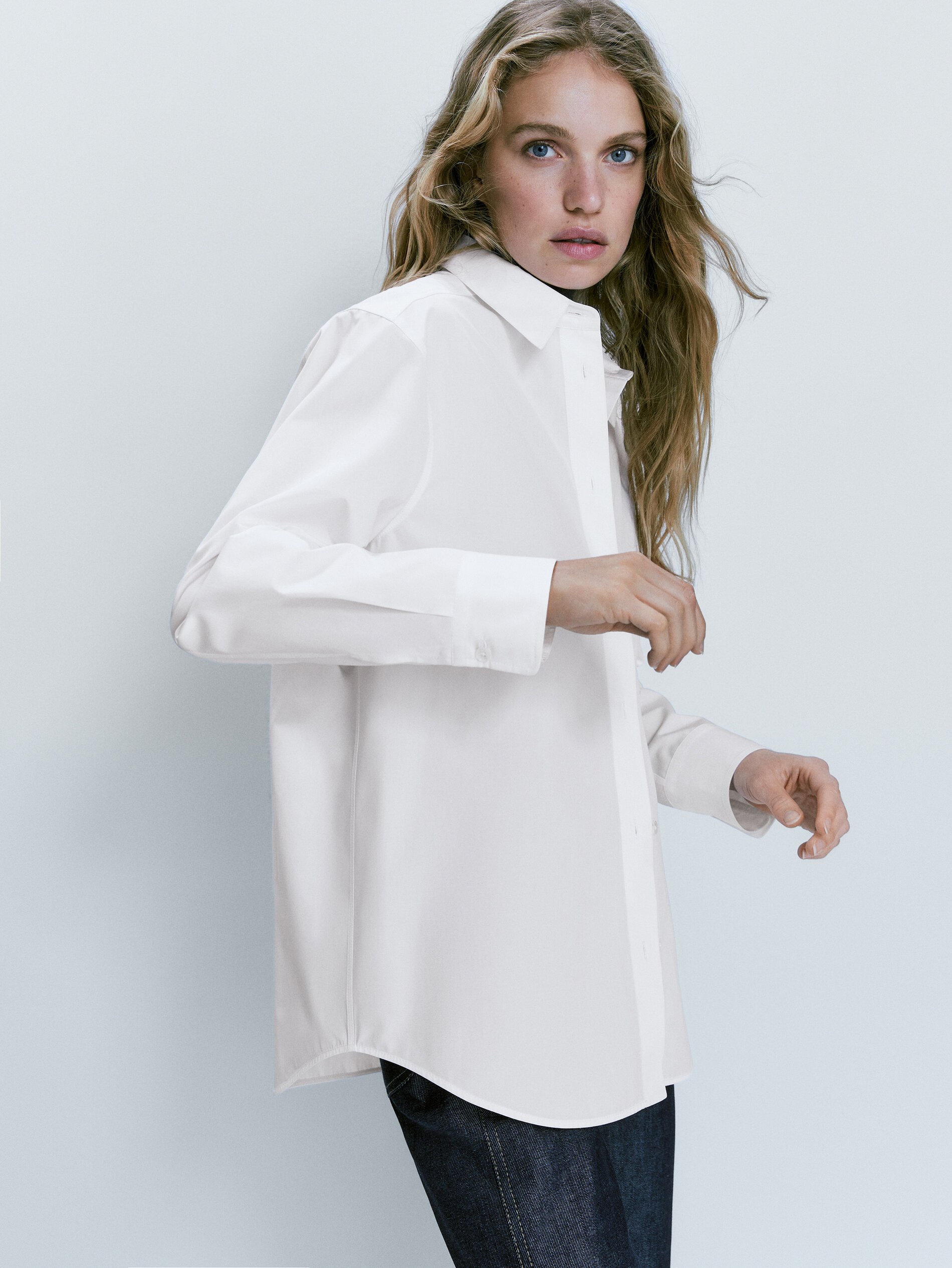 Camisa popelín detalle costuras - BLANCO