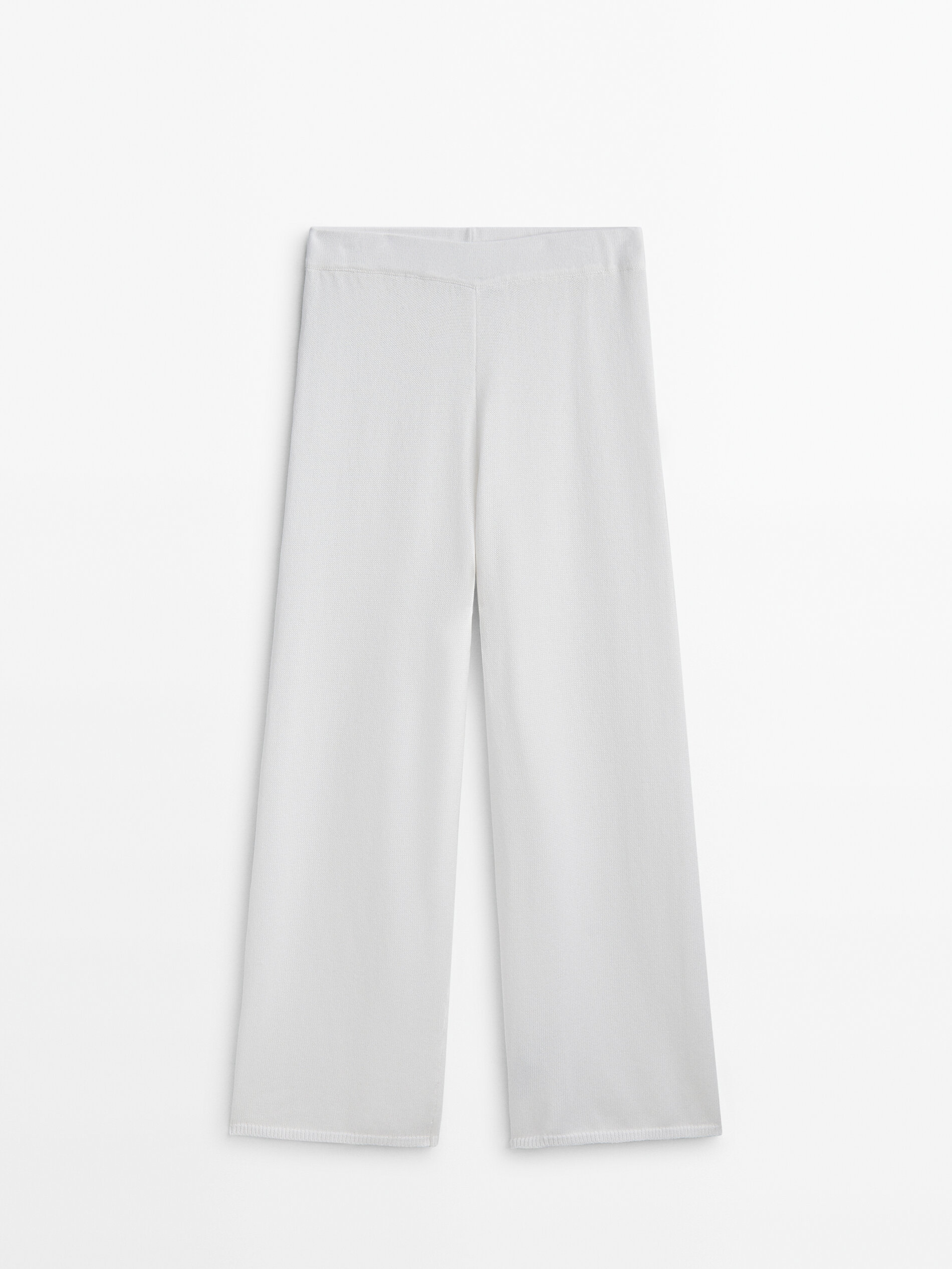 Pantalón punto bajo canalé conjunto - BLANCO