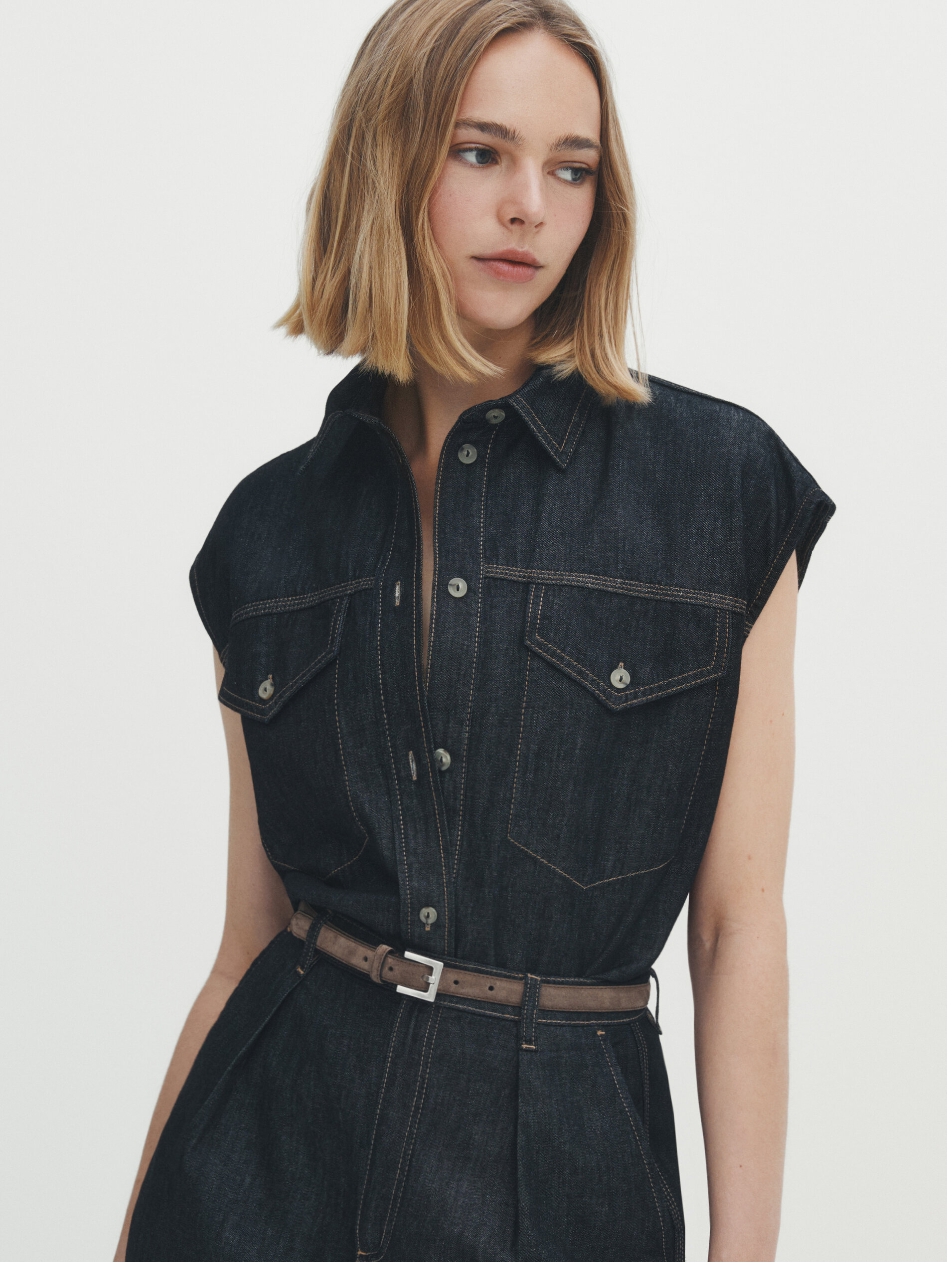 Cinturón fino serraje - GRIS