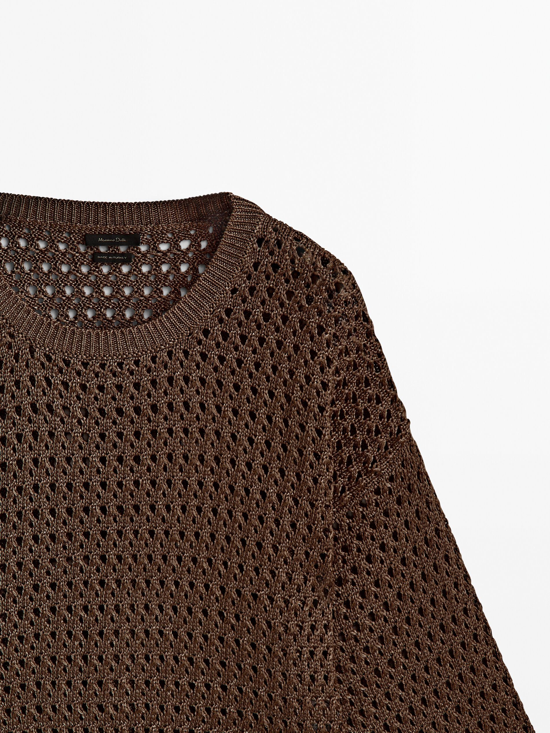 Jersey cropped punto crochet - MARRÓN