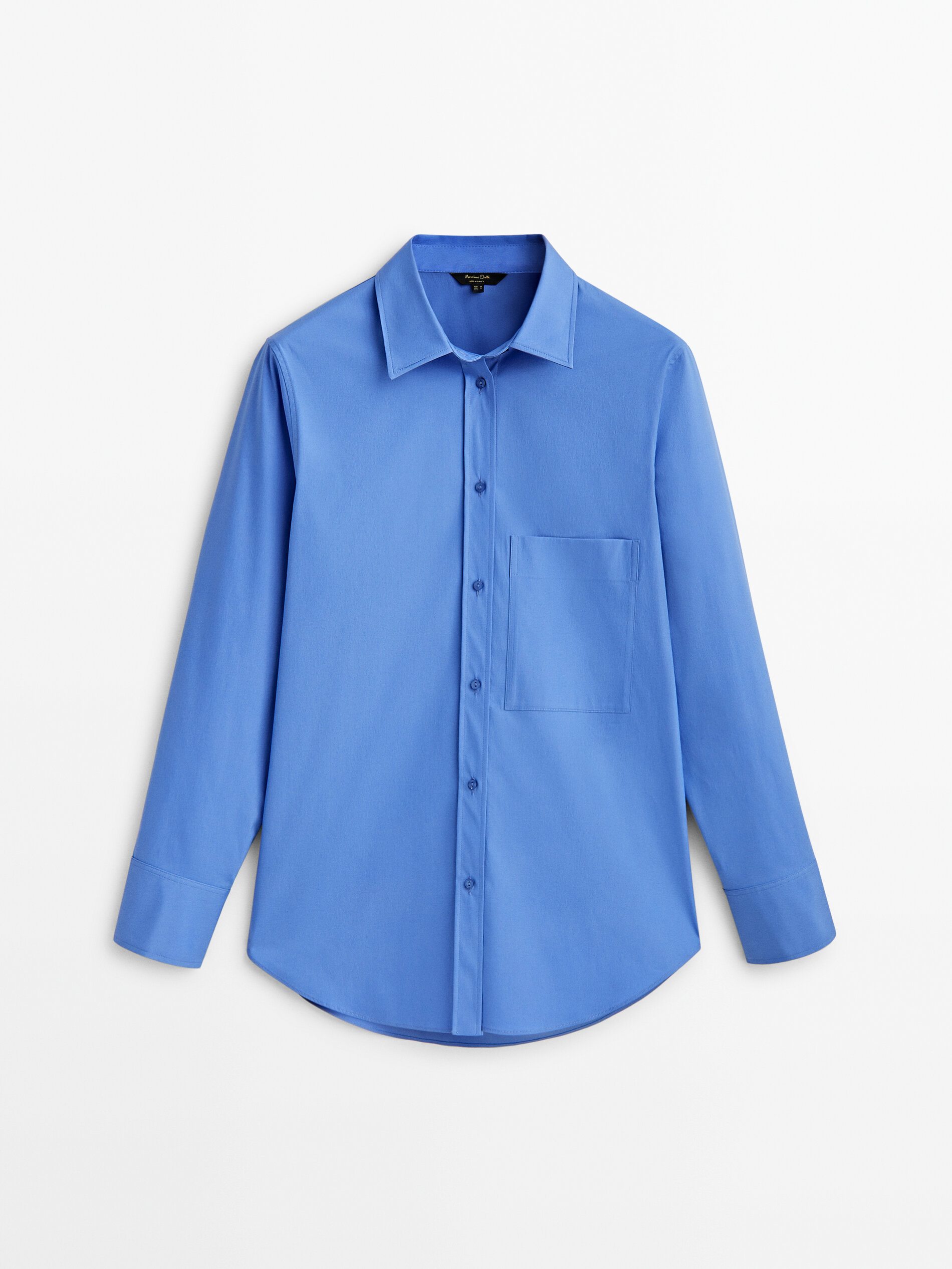 Camisa popelín algodón bolsillo - AZULÓN