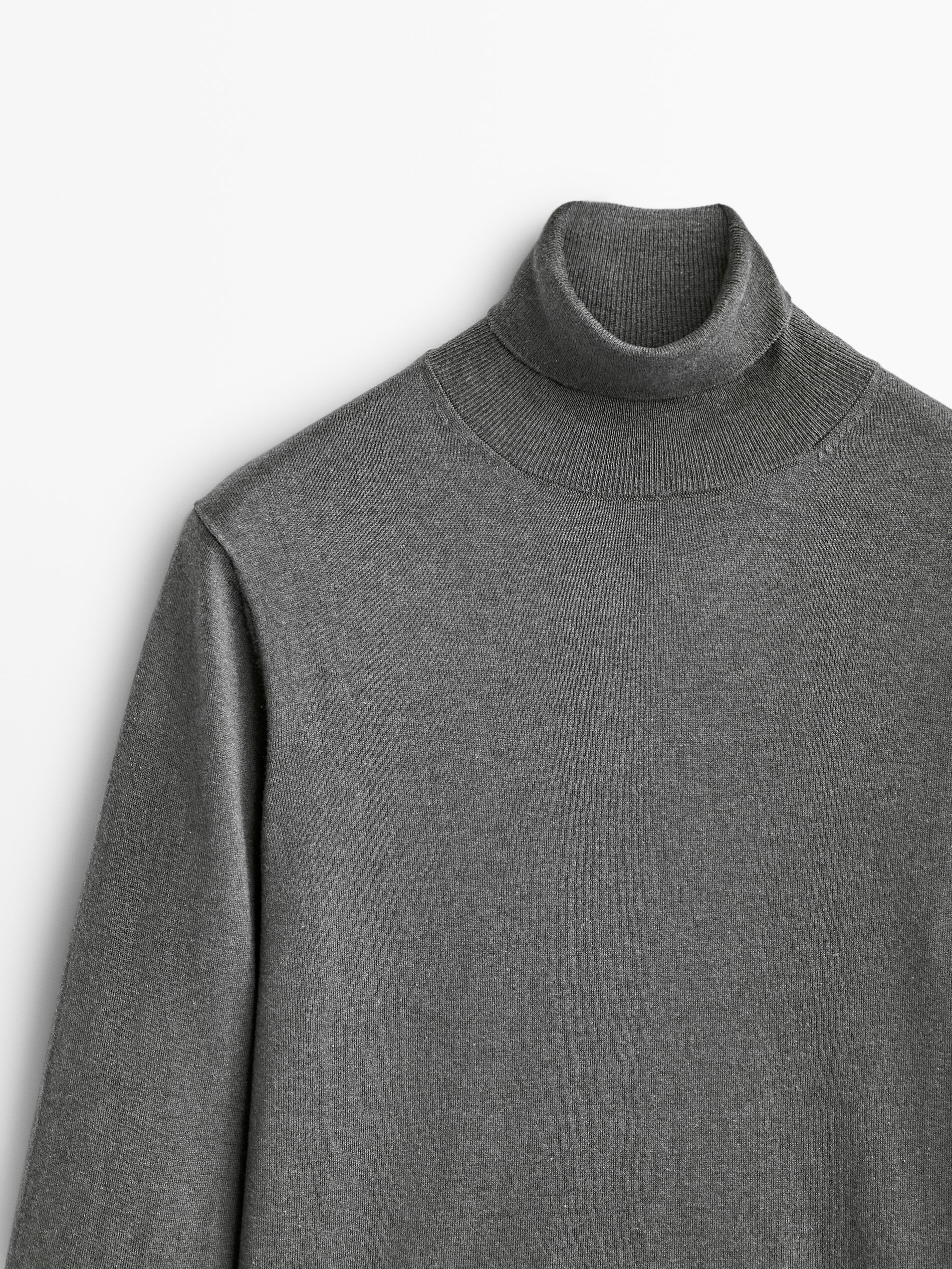 Jersey cuello alto algodón cashmere seda - GRIS ANTRACITA