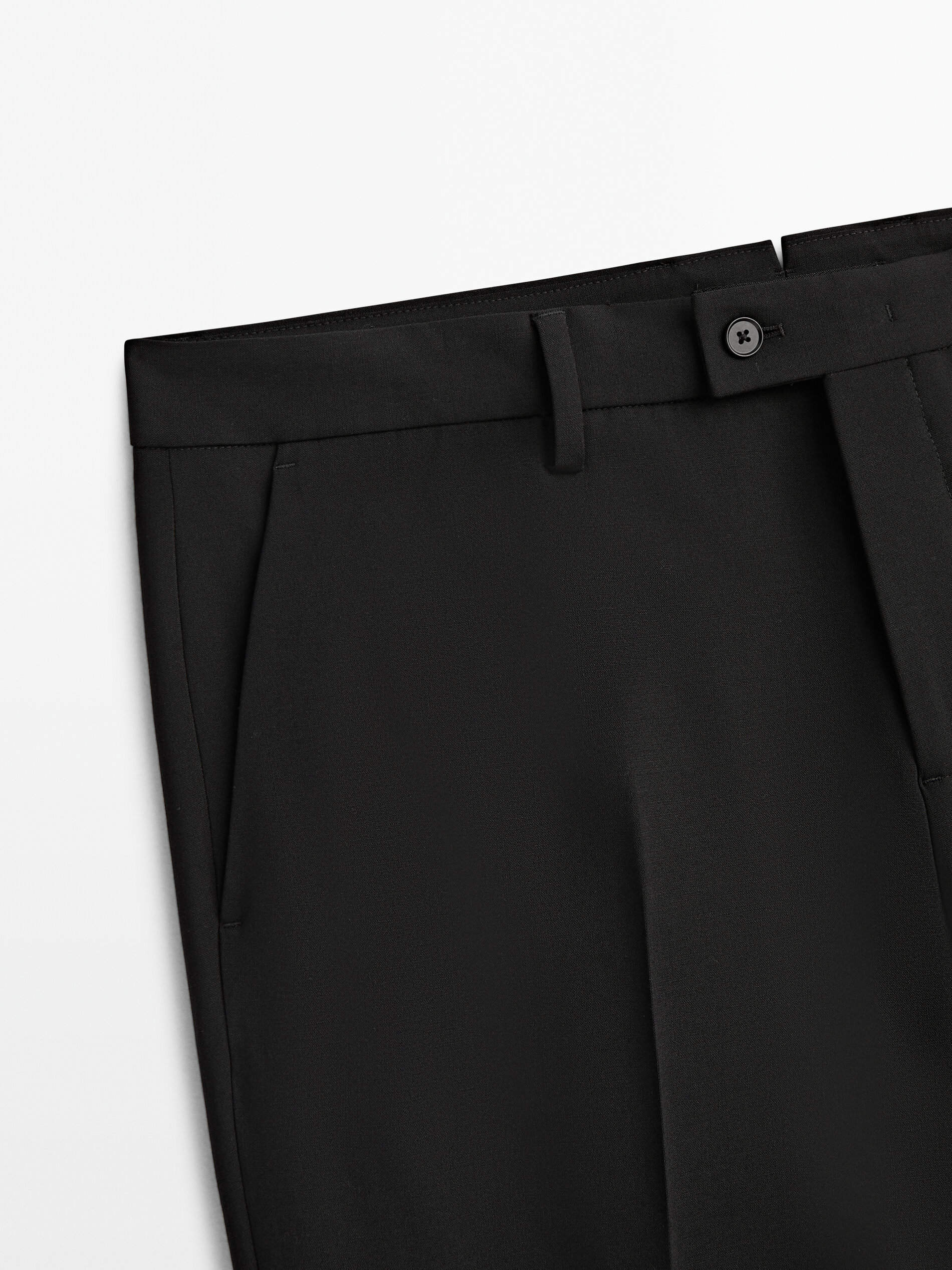 Pantalón traje negra mezcla lana -Studio - NEGRO
