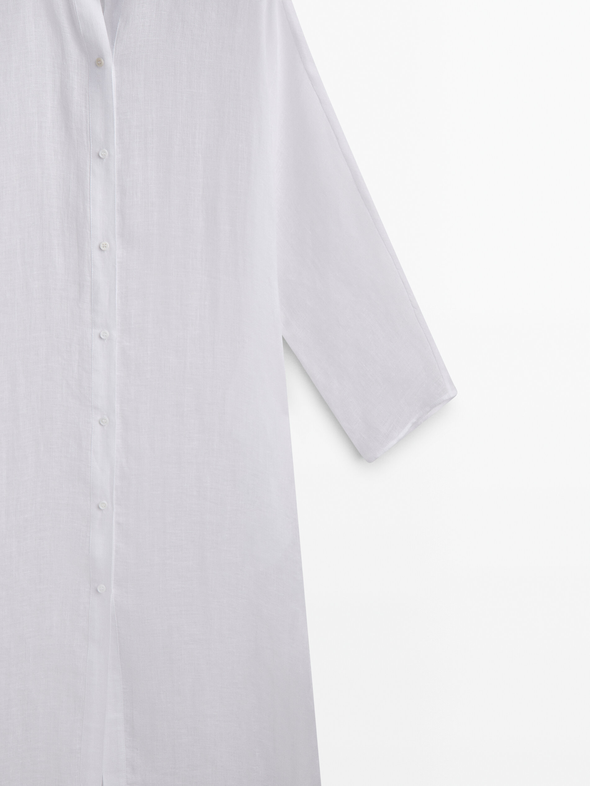 Maxi blusón camisero 100% lino - BLANCO