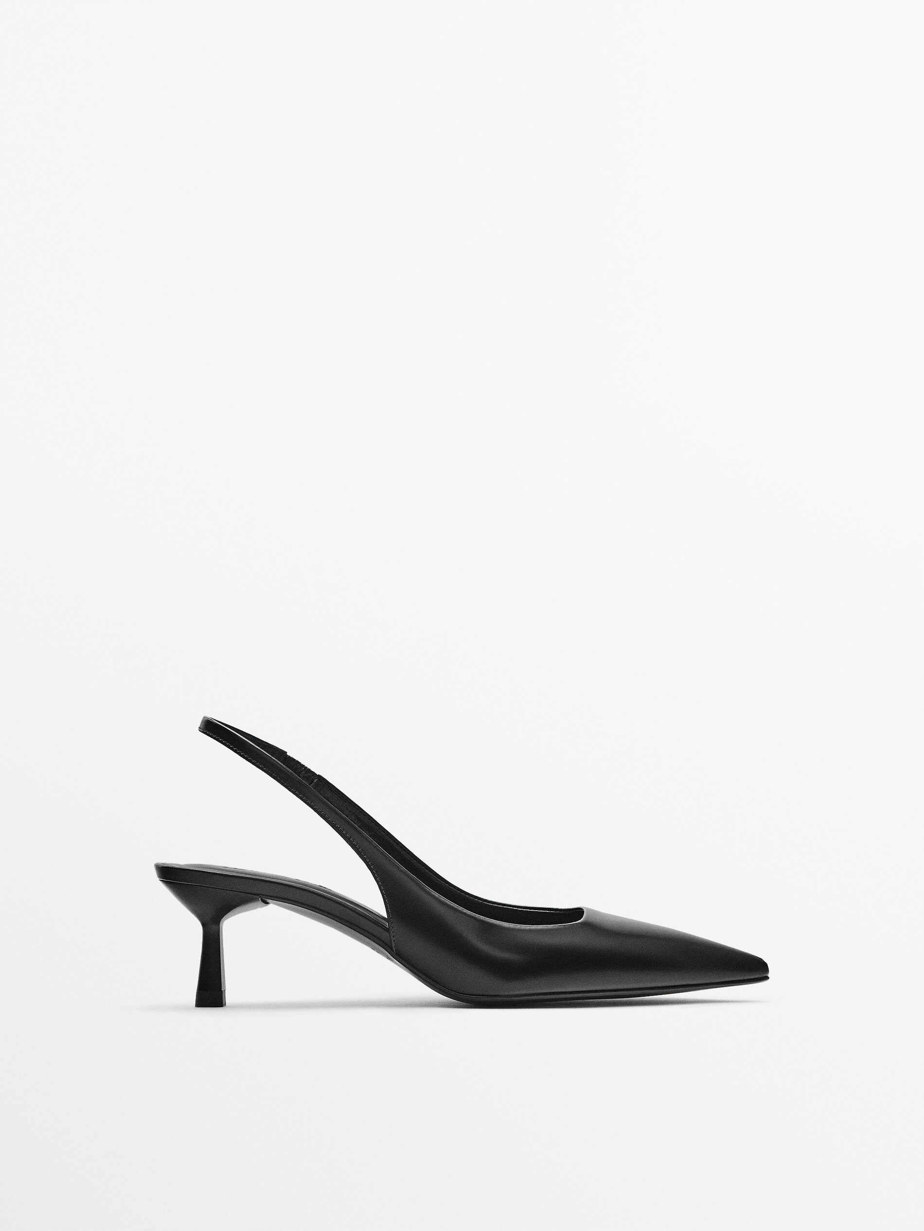 Zapato tacón piel destalonado - NEGRO