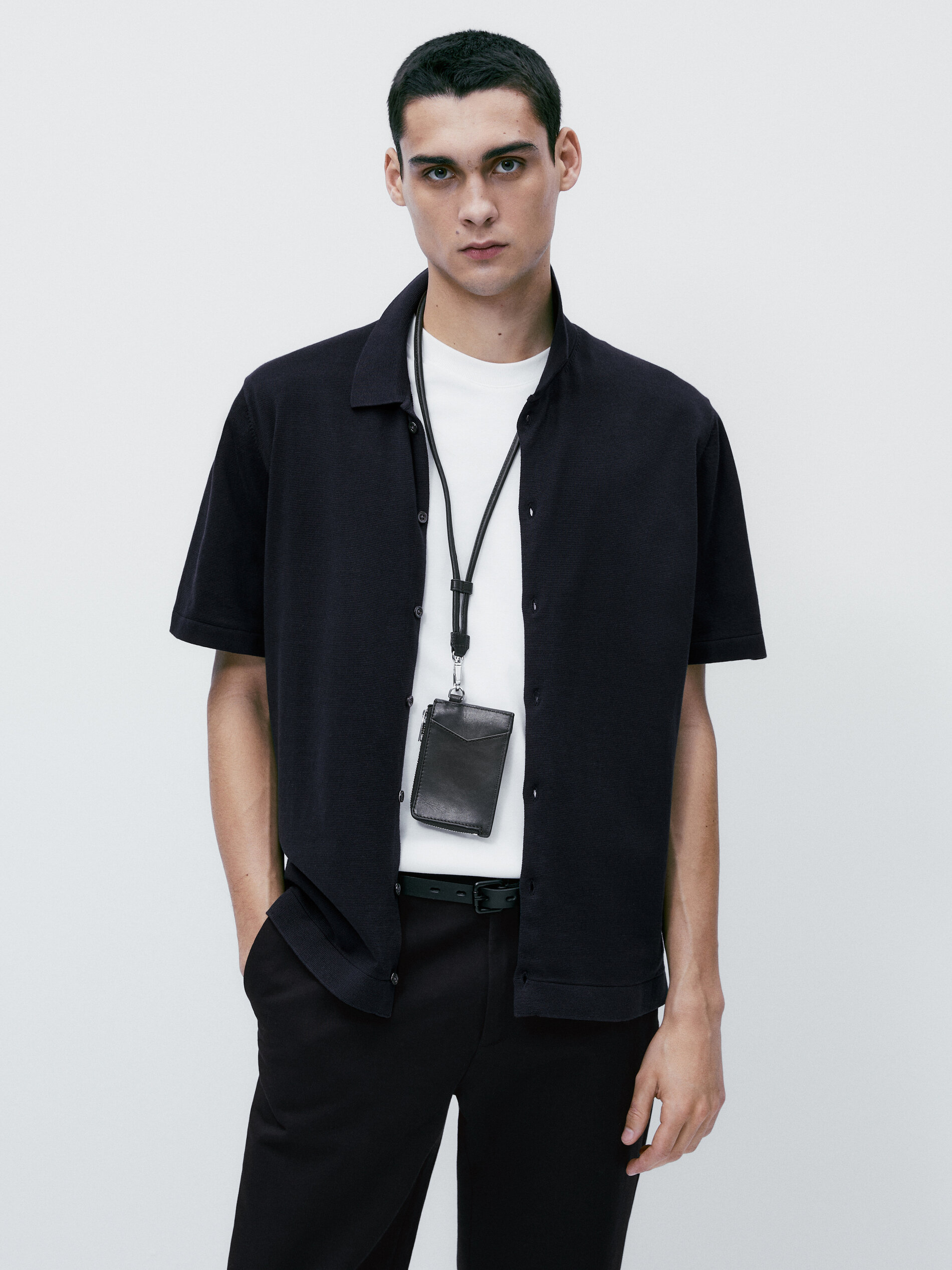 Camisa punto milano manga corta - AZUL MARINO