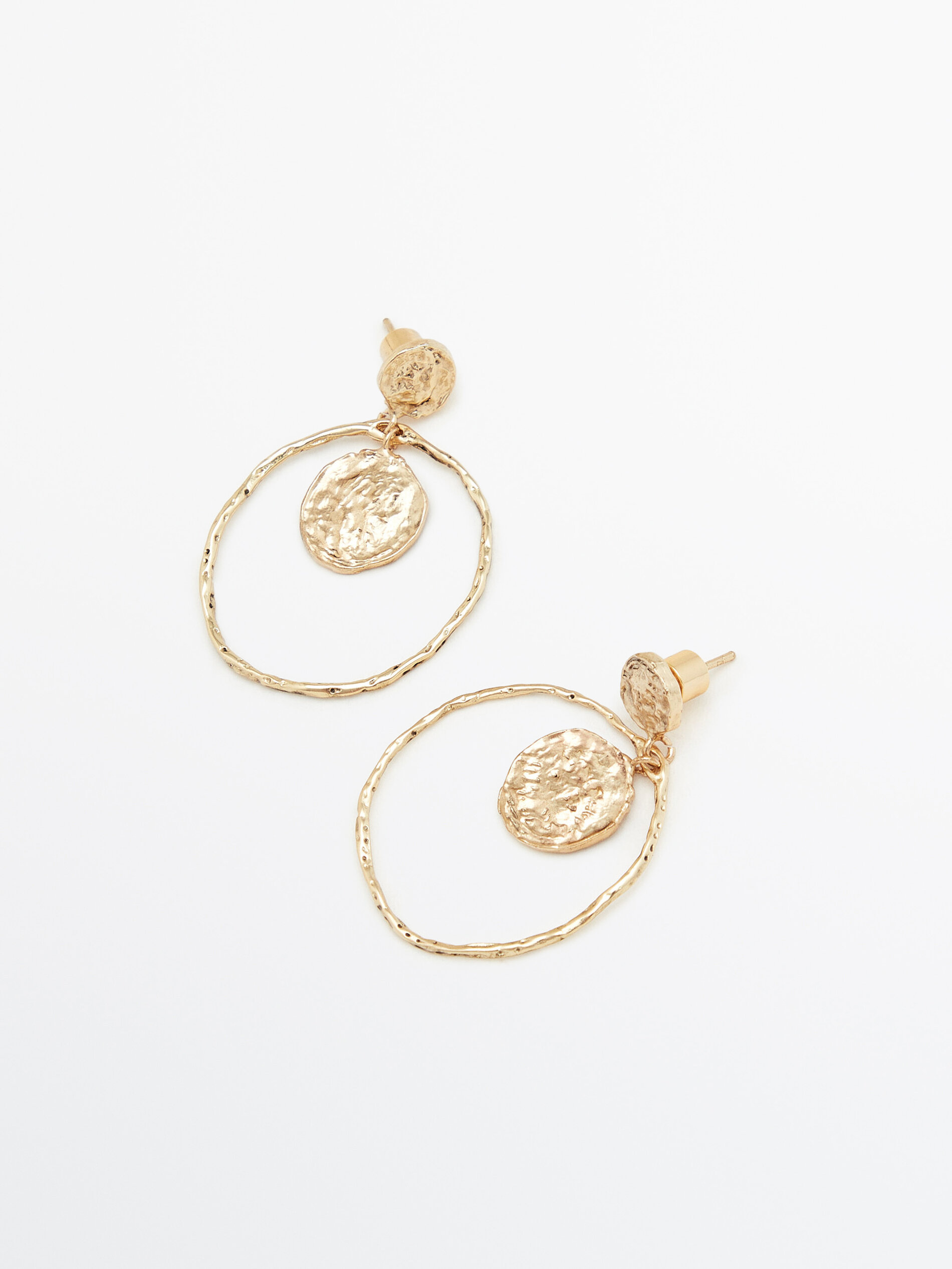 Pendientes moneda colgante baño oro - DORADO